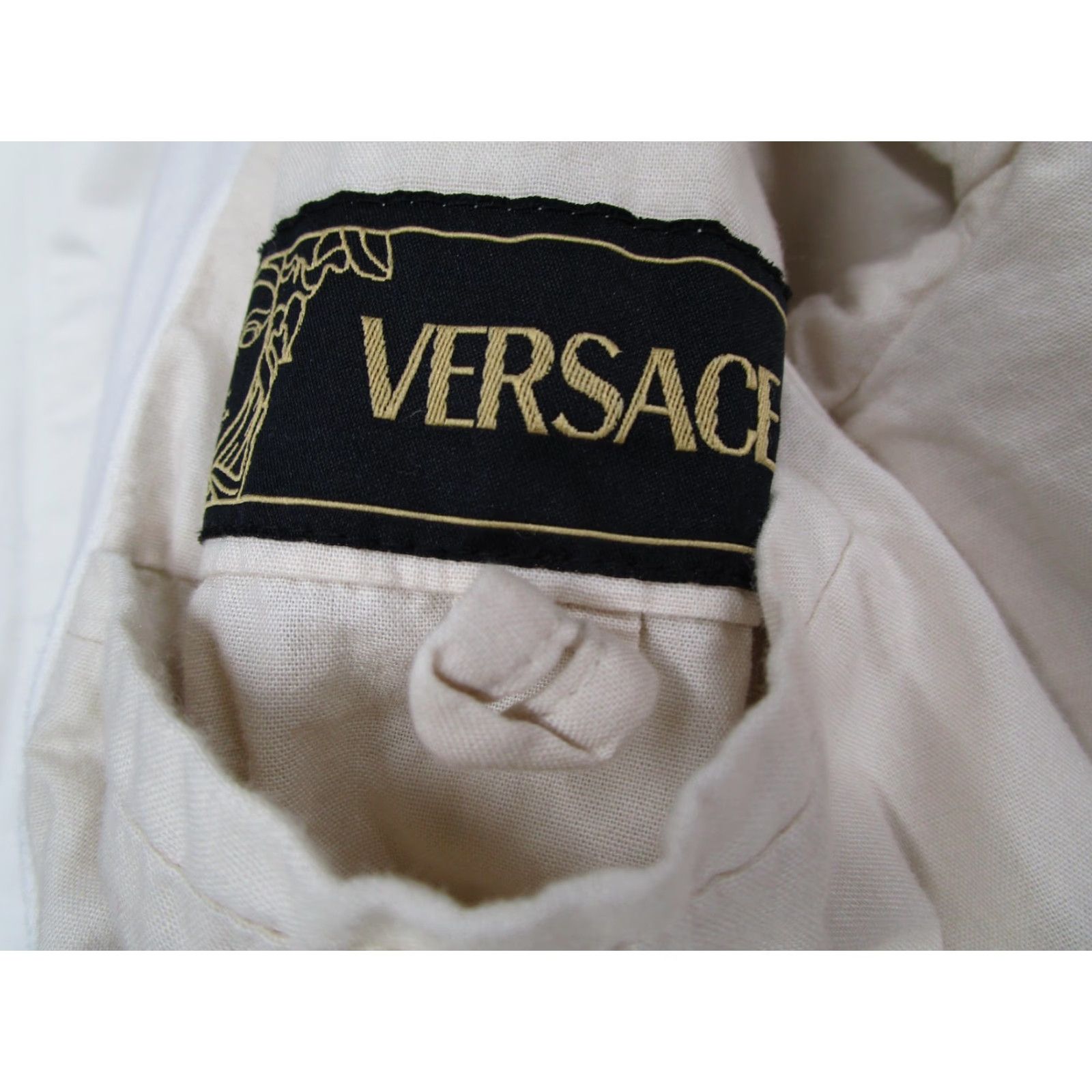Versace VINTAGE Versace Ivory Moto Jacket Womens Large Cotton Blend Made in Italy Y2K 90s Size US L / EU 52-54 / 3 - 2 Thumbnail