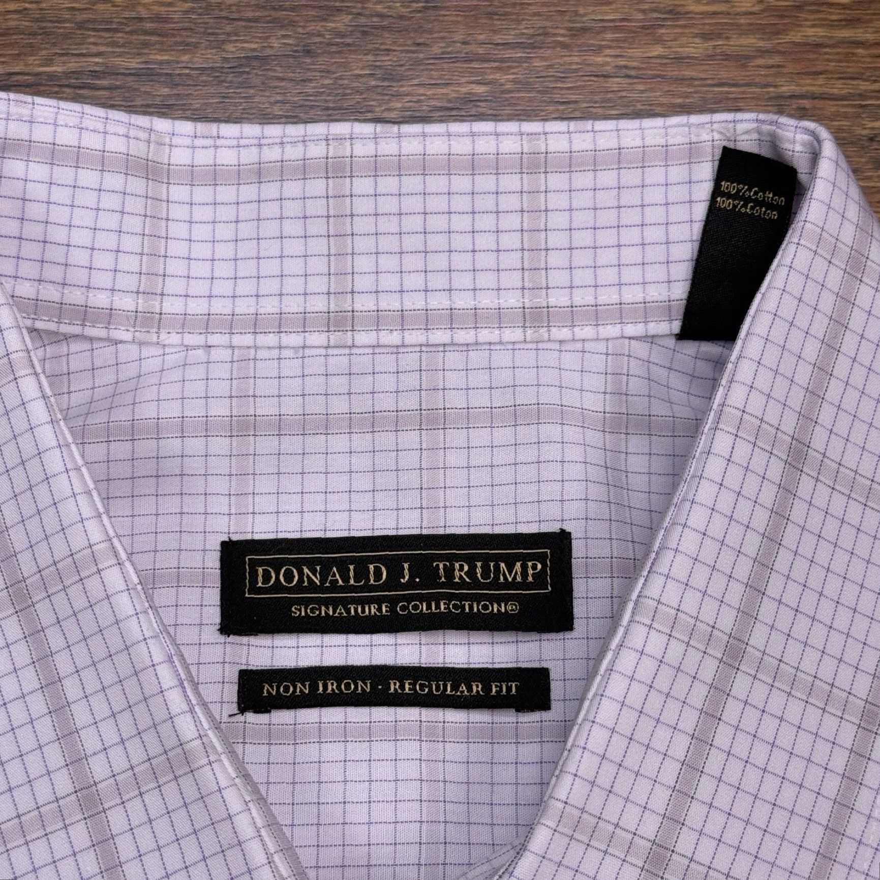 Vintage Donald J. Trump Shirt Mens Regular Fit 18 White Plaid Non-Iron Button Up Shirt Size US XXL / EU 58 / 5 - 6 Thumbnail