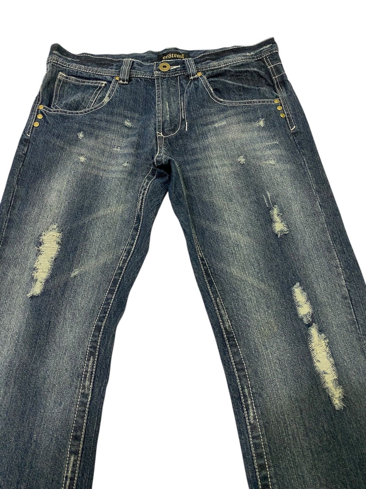 Japanese Brand Tornado mart x Ecstrail flare distressed jeans Size US 32 / EU 48 - 4 Thumbnail