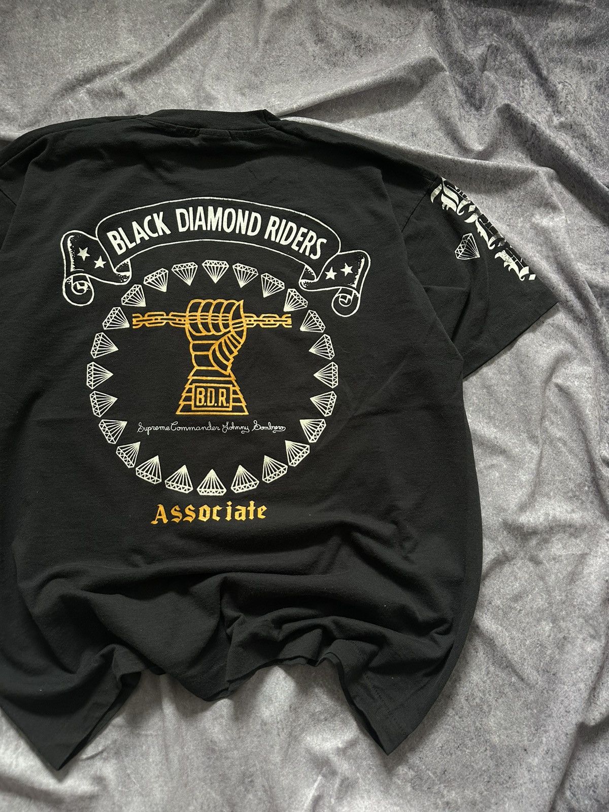 Fruit Of The Loom 90s Black Diamond Riders Johny Sombrero Vintage Black Tee Size US XL / EU 56 / 4 - 14 Thumbnail