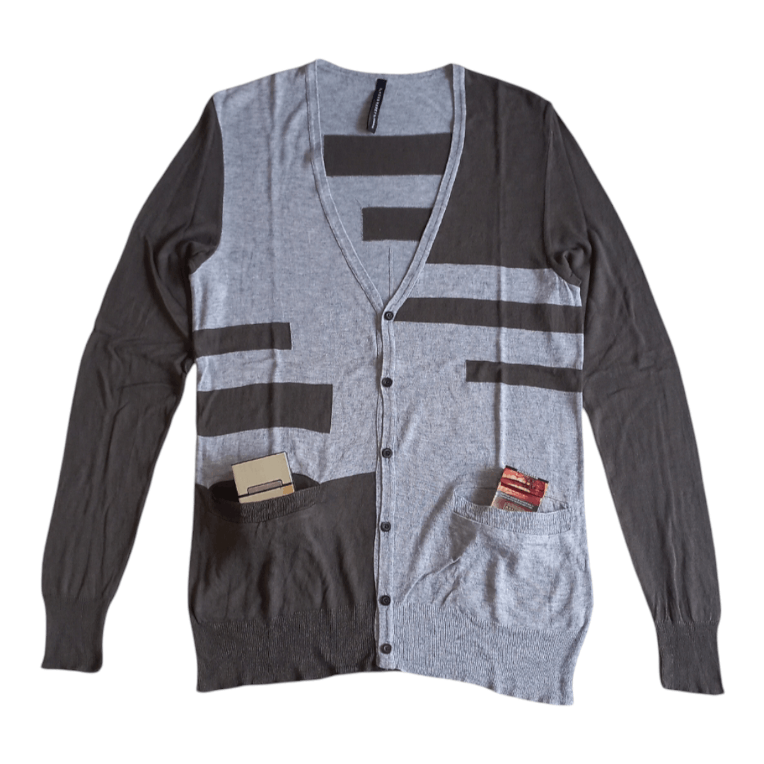 Black Barrett Black Barrett by Neil Barrett - Striped Cardigan Size US M / EU 48-50 / 2 - 1 Thumbnail