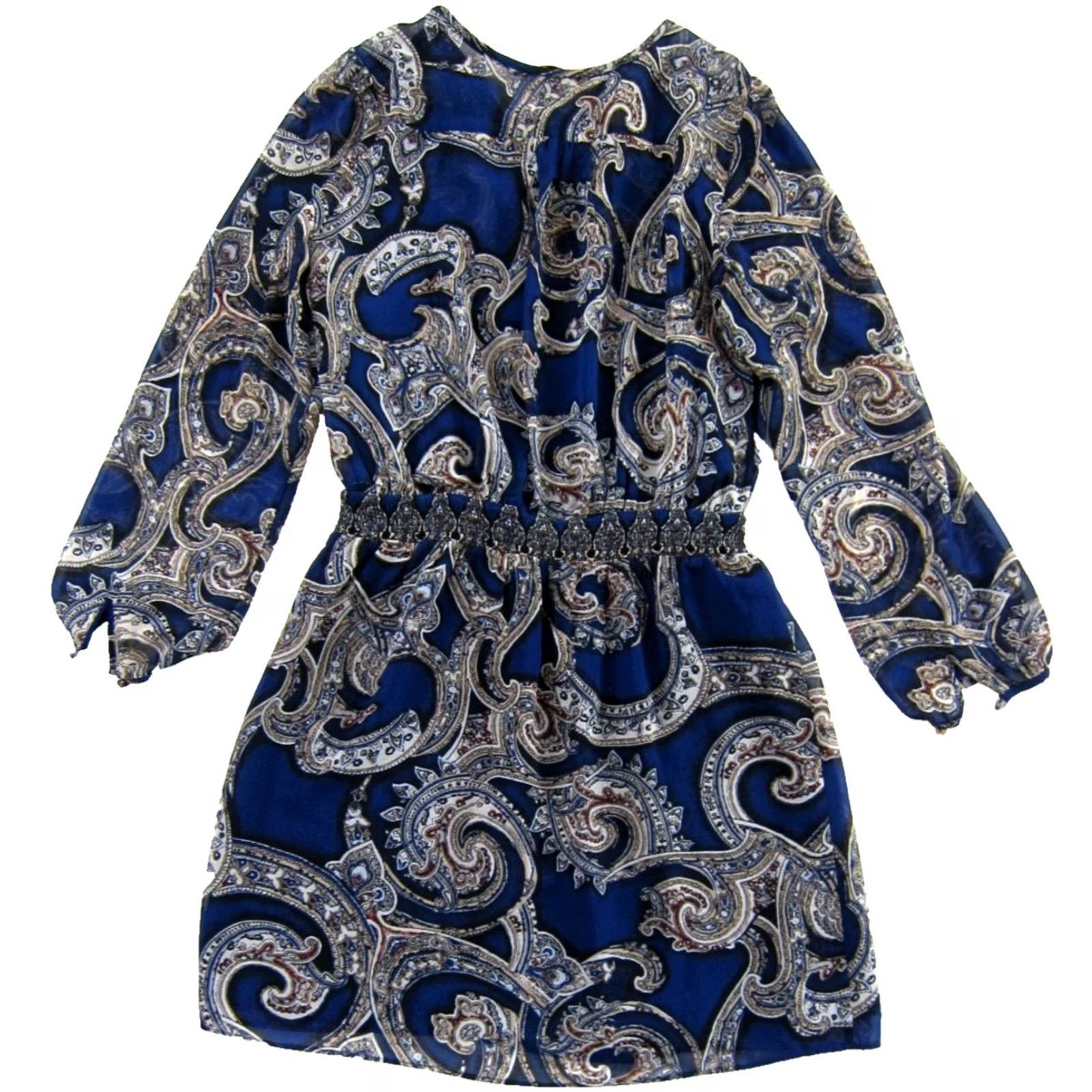 White House Black Market White House Black Market Blue Red White Black Paisley Long Sleeve Sheath Dress 6 Size M / US 6-8 / IT 42-44 - 2 Thumbnail