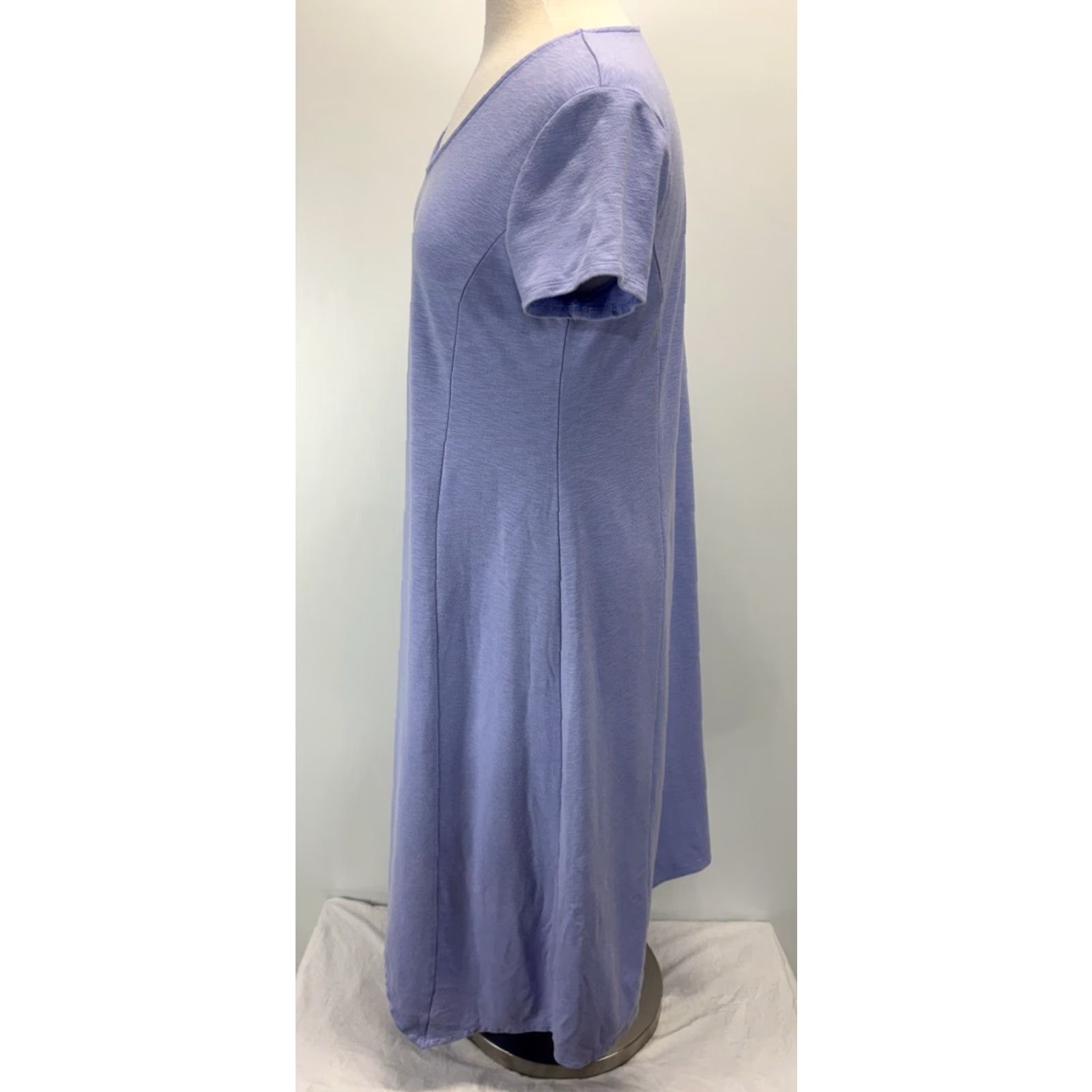 Vintage VINTAGE Chico's Dress Midi Shift Women's Medium Purple Short Sleeve Asymmetric Hem Casual Travel Size 32" / US 10 / IT 46 - 2 Thumbnail