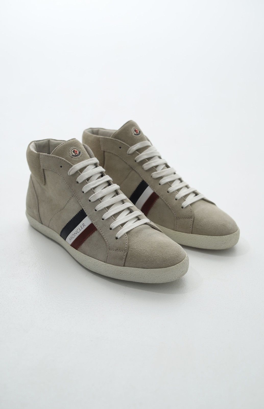 Moncler MONCLER Sneakers Suede Hi Top Shoes Patch Logo RWB Stripe Size US 10 / EU 43 - 1 Thumbnail