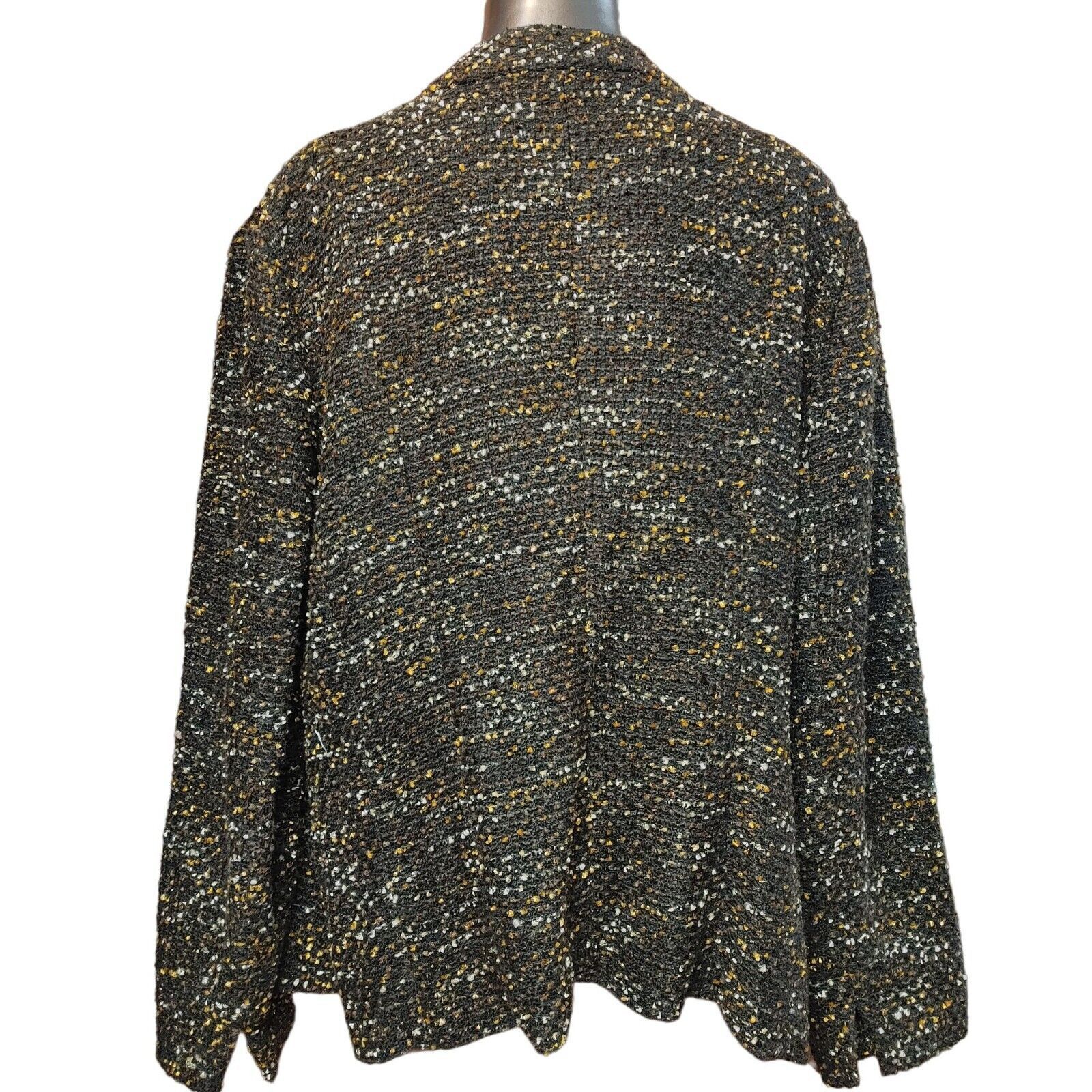 Coldwater Creek Coldwater Creek Women's Black Speckled Wool Open Front Cardi Size XL / US 12-14 / IT 48-50 - 2 Thumbnail