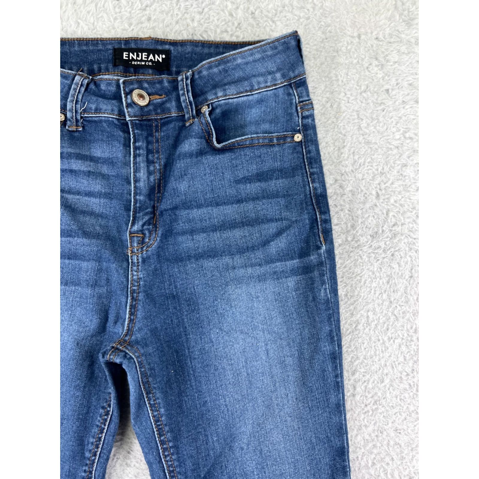 Vintage ENJEAN Jeans Womens 7 Blue Denim Cotton Stretch Skinny Tapered 26x26 Size 28" / US 6 / IT 42 - 7 Thumbnail