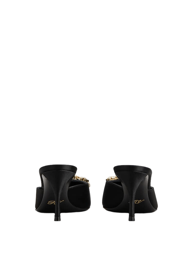 Roger Vivier RV Efflorescence Black Satin 65mm Mules New Size US 8 / IT 38 - 4 Thumbnail
