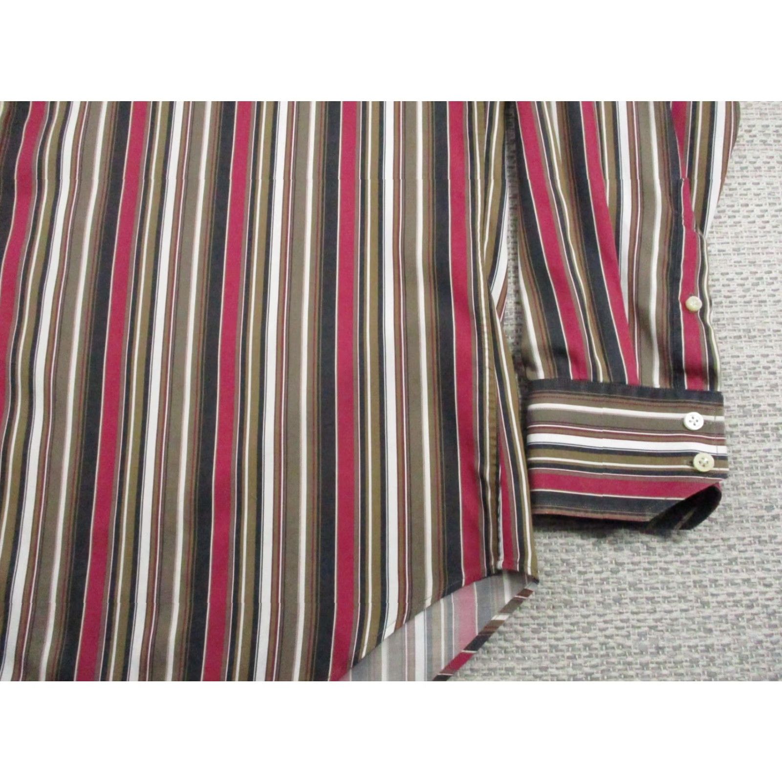 Tailorbyrd Tailorbyrd Dress Shirt Mens XL Brown Red Stripe Long Sleeve Button Up Cotton Size 46R - 2 Thumbnail