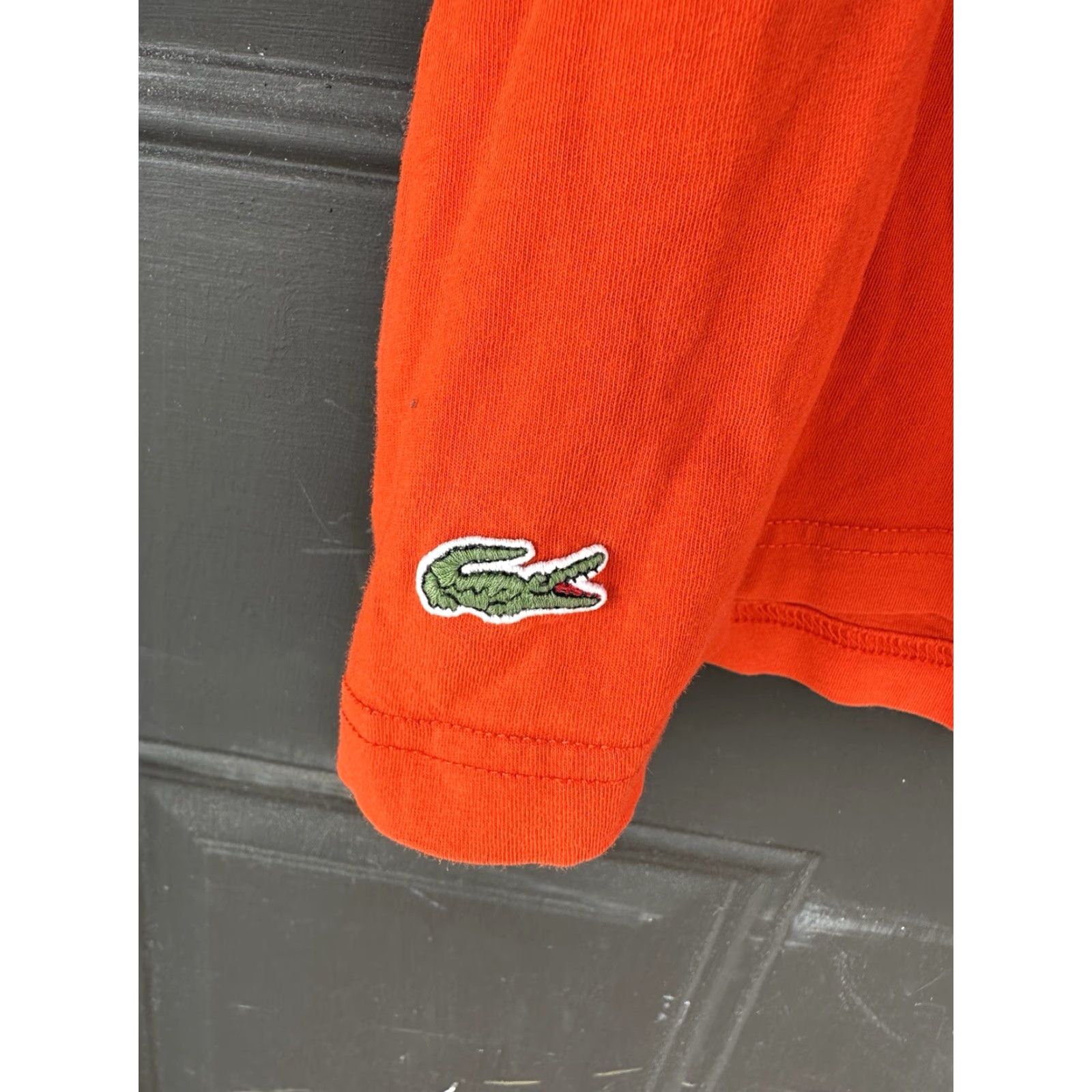 LACOSTE L!VE PARIS Mens T-Shirt Orange Short Sleeve Cotton Size 6 Crew Neck Regular Shirt