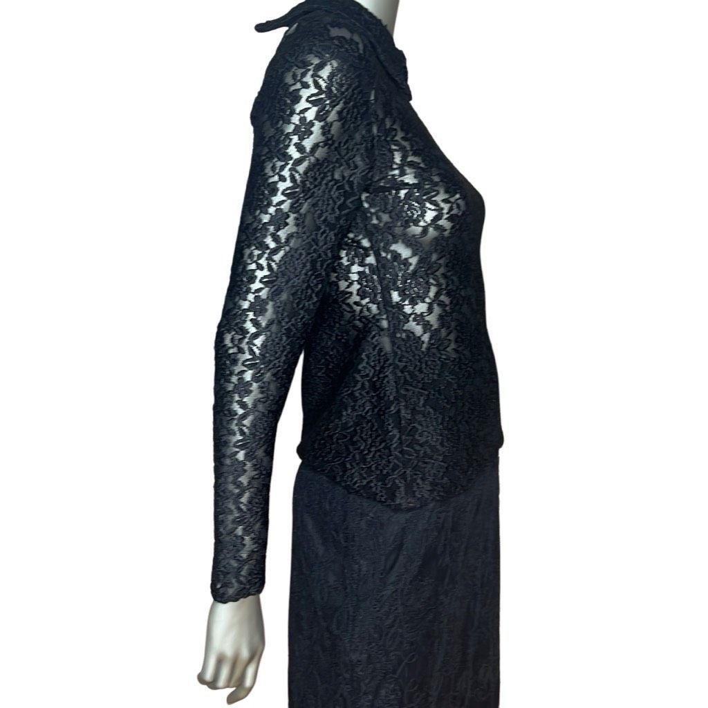 Cosa Nova Kova & T Black Lace Long-Sleeve Top Size S / US 4 / IT 40 - 4 Thumbnail