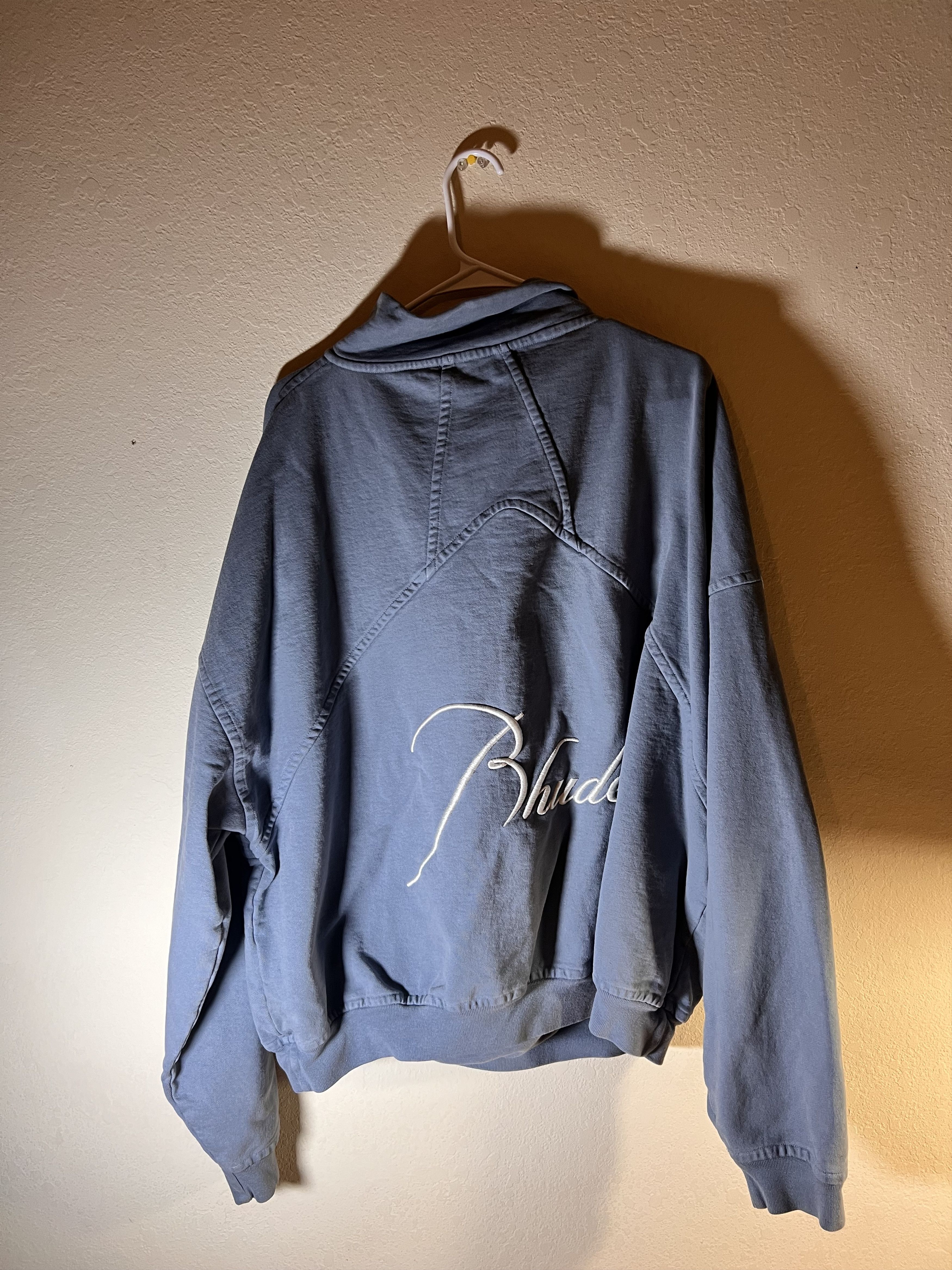 Rhude Rhude Men's US L Embroidered Quarter Zip Sweater Blue Size US L / EU 52-54 / 3 - 10 Thumbnail