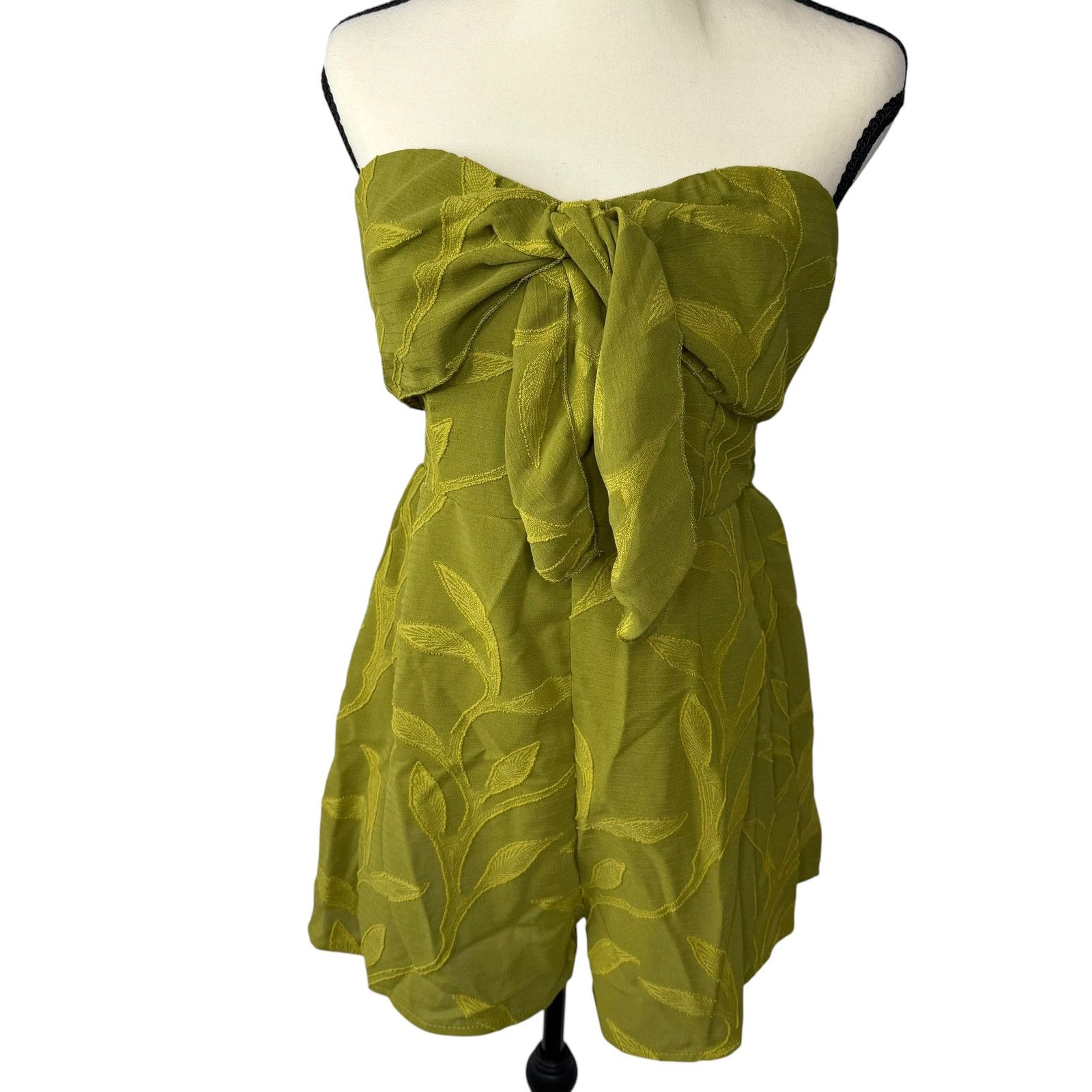 Shein Olive Green Strapless Bow Romper (L) Size L / US 10 / IT 46 - 2 Thumbnail