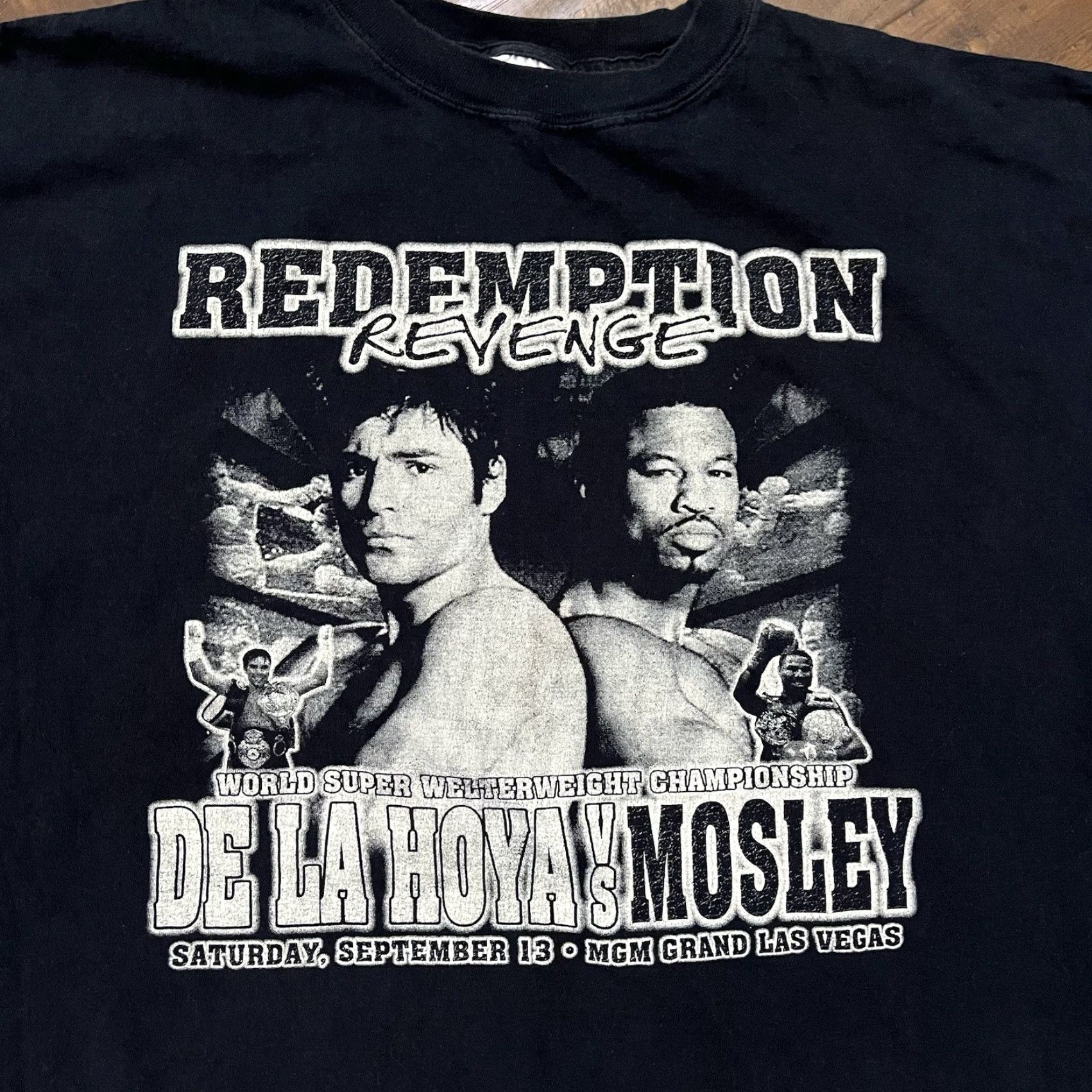 Vintage VINTAGE Oscar De La Hoya Vs Shane Mosley 2 Redemption T Shirt 2XL Black Boxing Fighting Mens T-Shirt Size US XXL / EU 58 / 5 - 3 Thumbnail