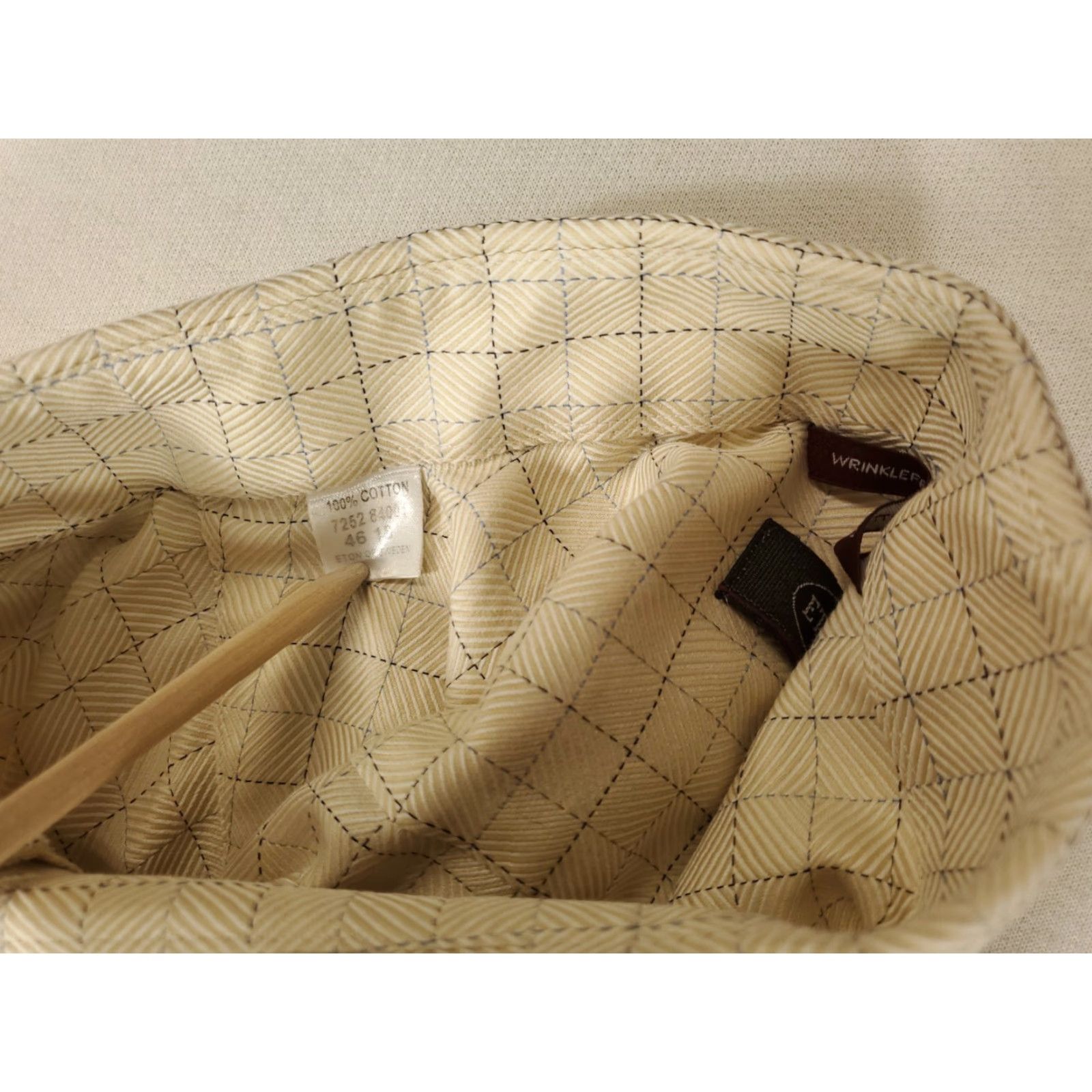 Eton ETON Button-Down Shirt Mens XXL Beige Yellow Black Check Overstitch Long Sleeve Regular Collar Shirt Size US XXL / EU 58 / 5 - 3 Thumbnail