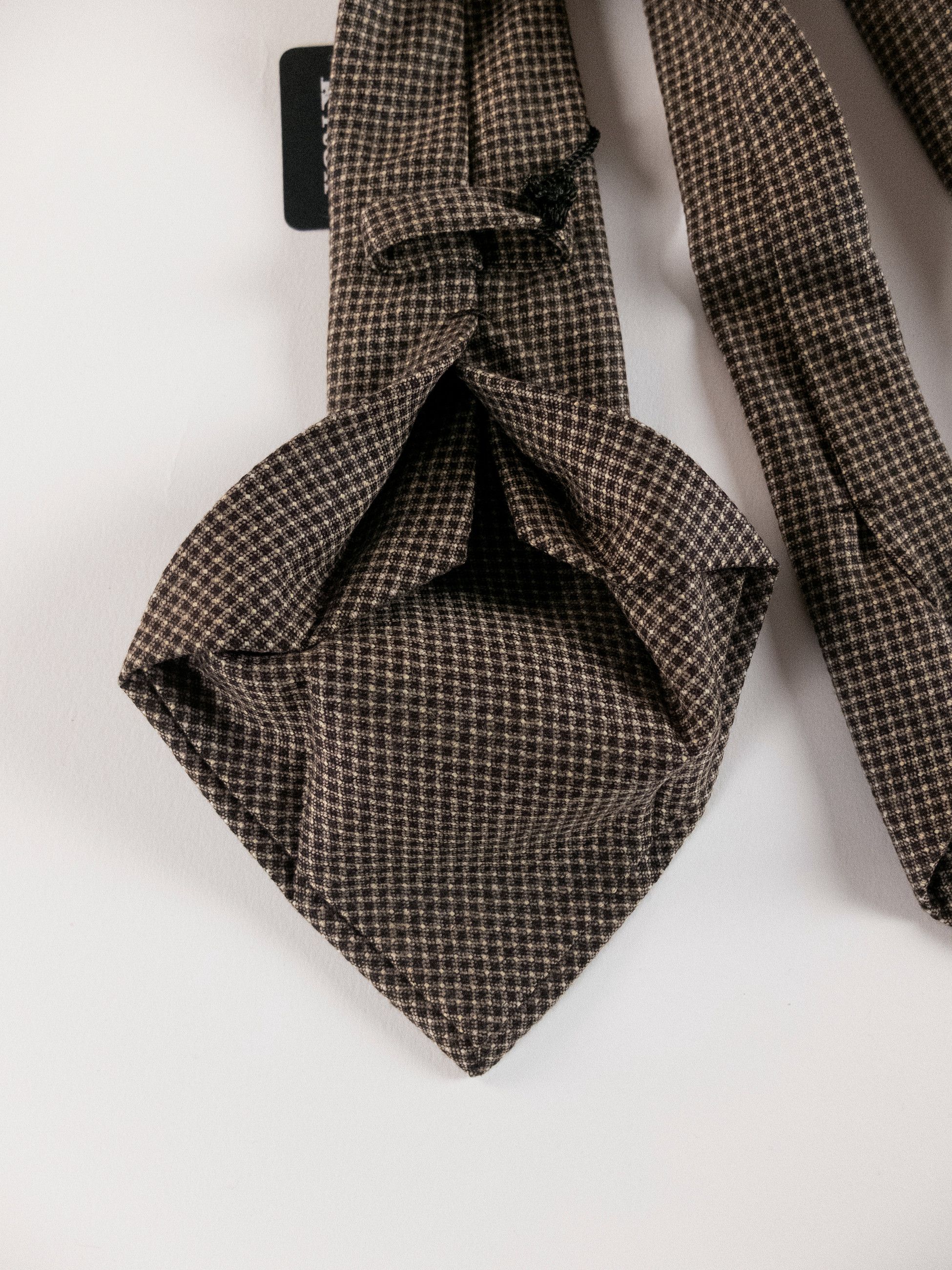 Kiton KITON hand made 7 fold brown wool silk tie NWT Italy Size ONE SIZE - 5 Thumbnail