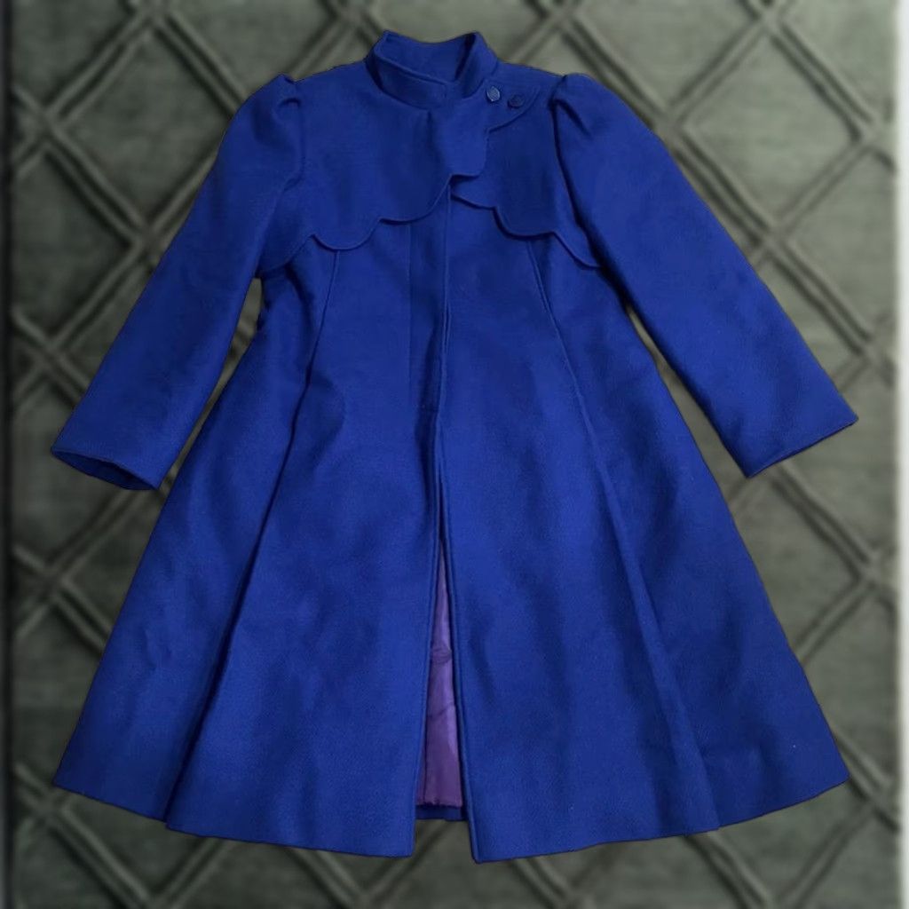 VINTAGE Rothschild Women’s Blue Wool Union Made Puff Sleeve Coat XS XS Blue Wool Coat Woman XXS/XS (Size tag 10)