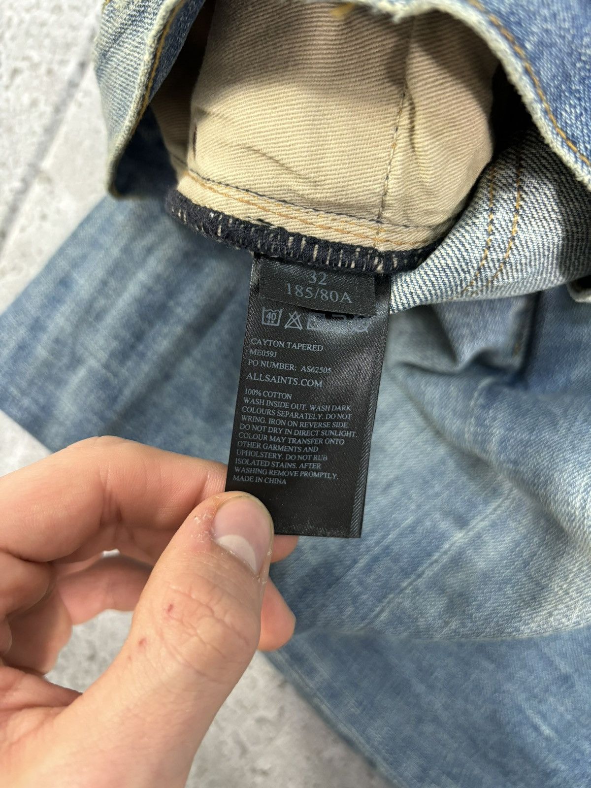 Allsaints × Japanese Brand All Saints Distressed Faded Knee Denim Jeans Pants 00s Y2K Size US 32 / EU 48 - 10 Thumbnail