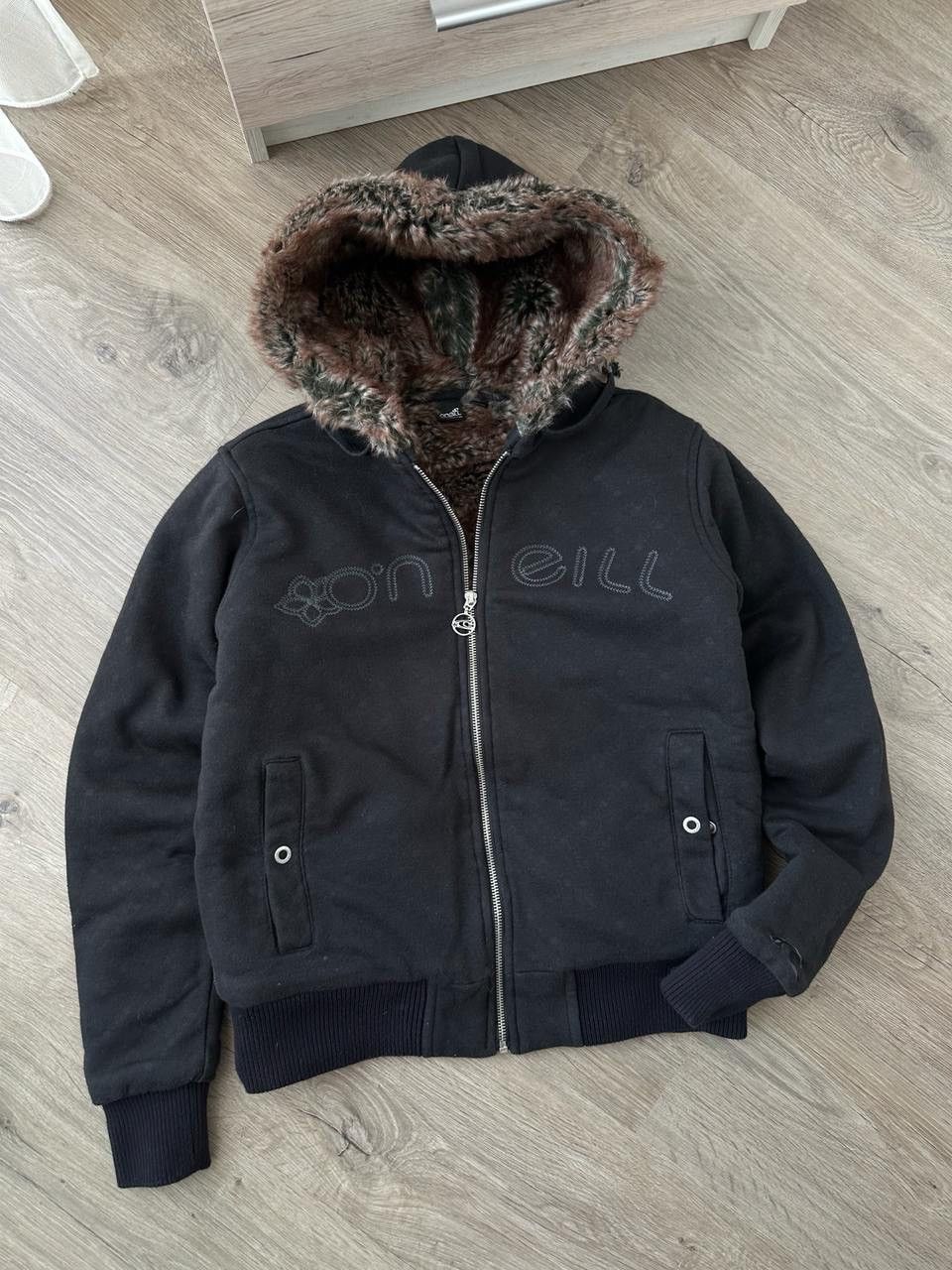 If Six Was Nine × Japanese Brand × Vintage Vintage If Six Nine Style Faux Fur O'Neill Black Hoodie Size M / US 6-8 / IT 42-44 - 2 Thumbnail