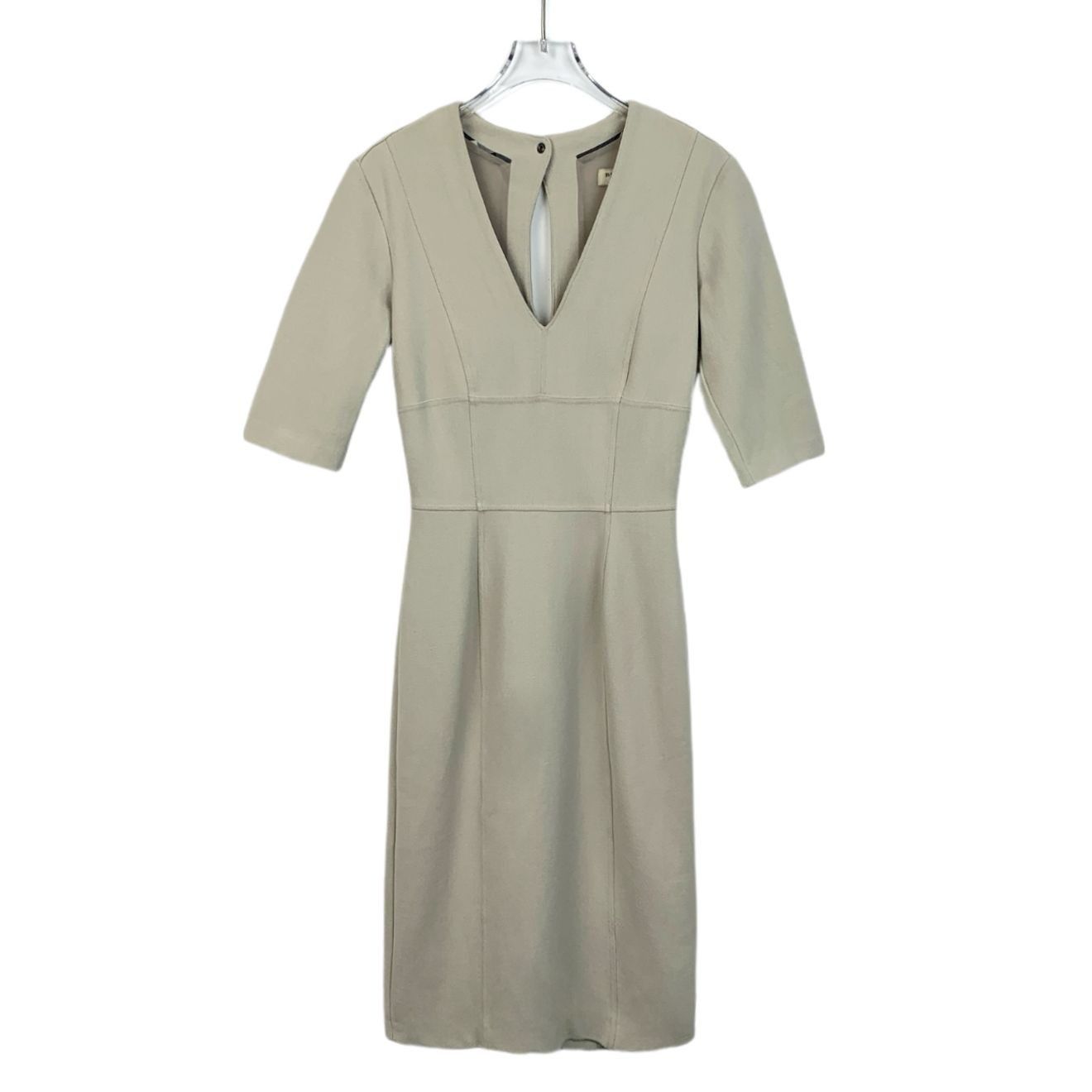 Burberry [Burberry] Apricot V-Neck Zip Short Sleeve Dress 38 Size XS / US 0-2 / IT 36-38 - 1 Thumbnail