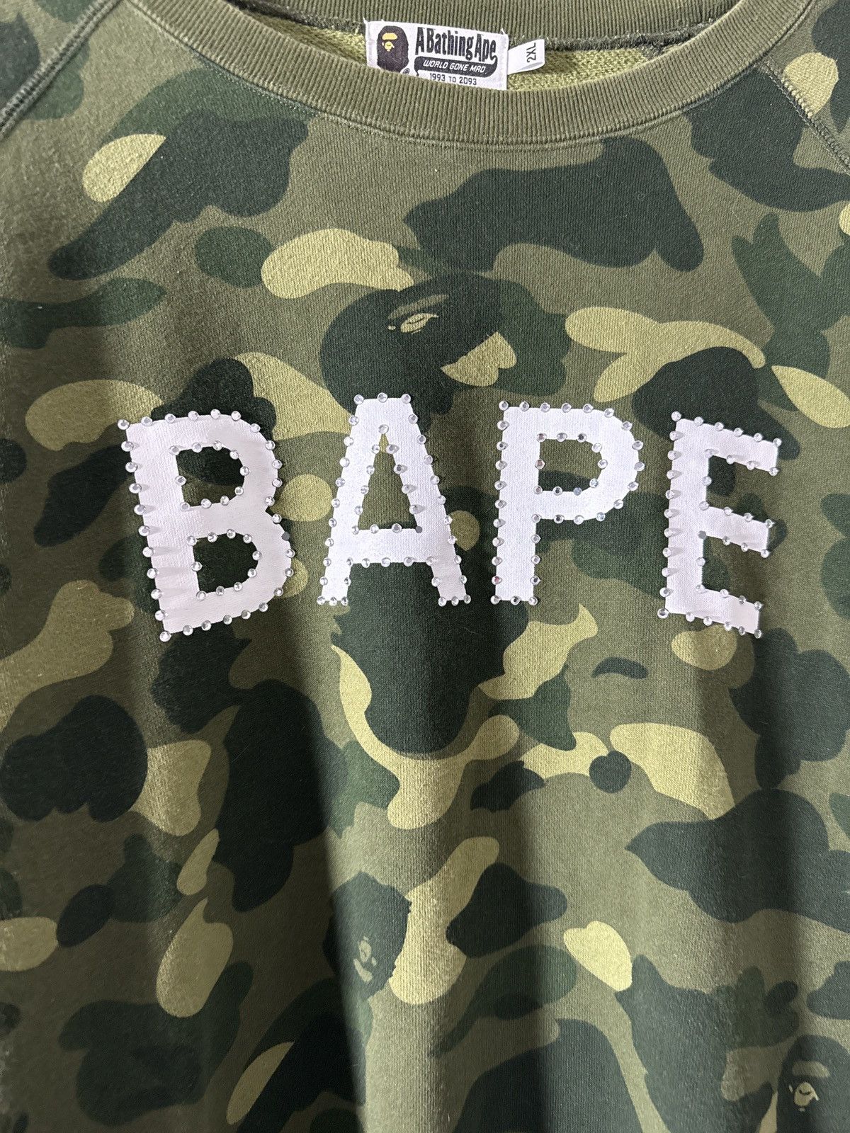 Bape Bathing ape rhinestone crewneck Size US XXL / EU 58 / 5 - 5 Thumbnail