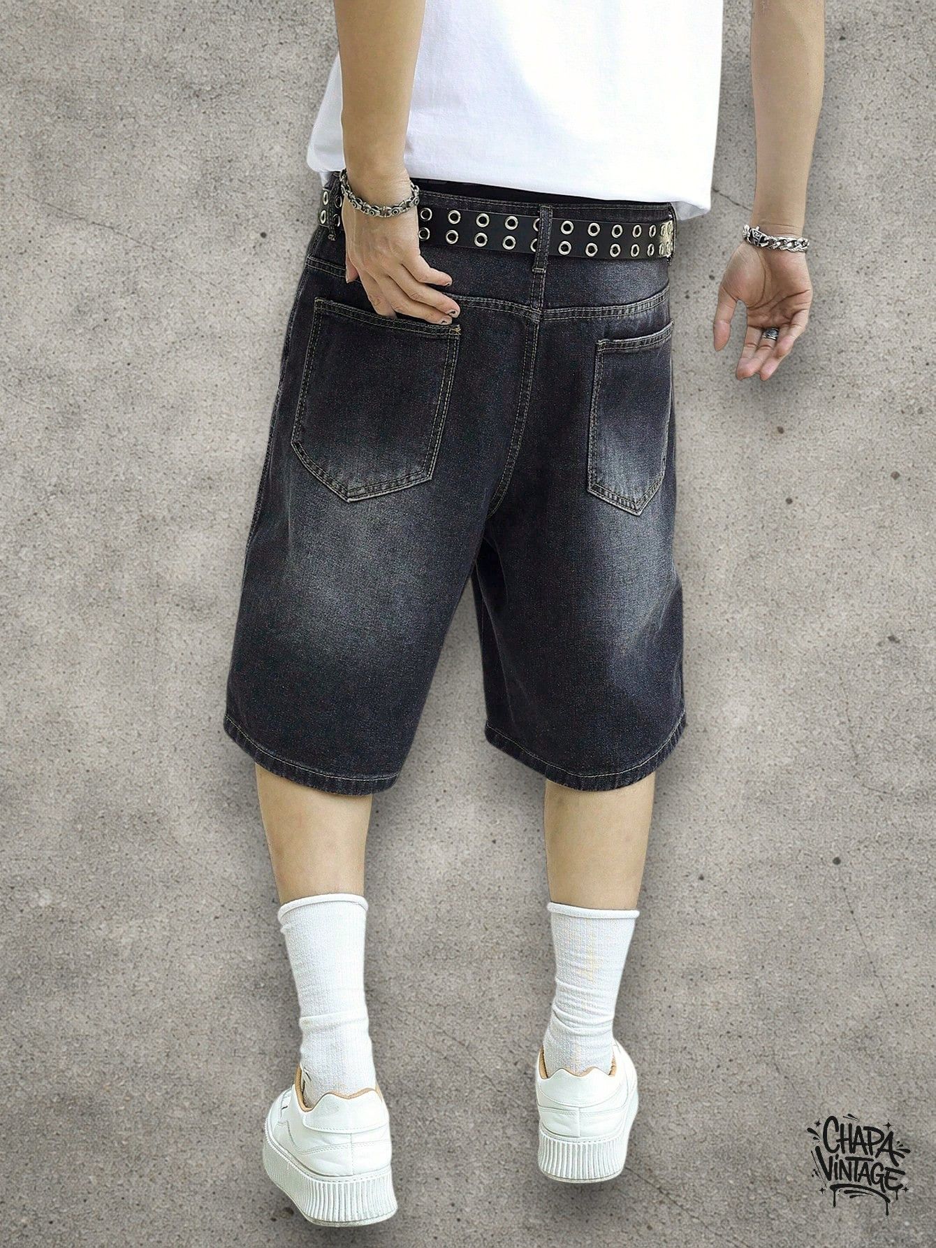 Japanese Brand Washed gray denim shorts Size US 32 / EU 48 - 4 Thumbnail