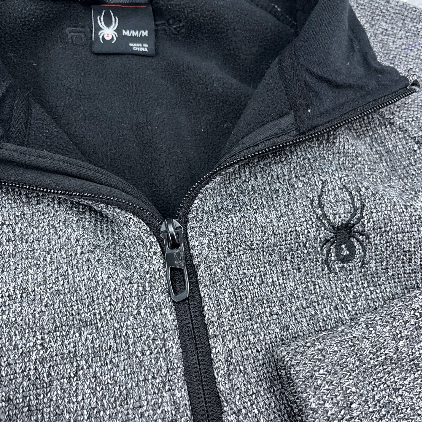 Spyder Spyder Jacket Men M Gray Black Pullover Thermal Waffle Knit A08 Zip Stand-Up 1/4 Zip All Seasons Pockets Logo Outdoor Ski Womens? Size US M / EU 48-50 / 2 - 4 Thumbnail