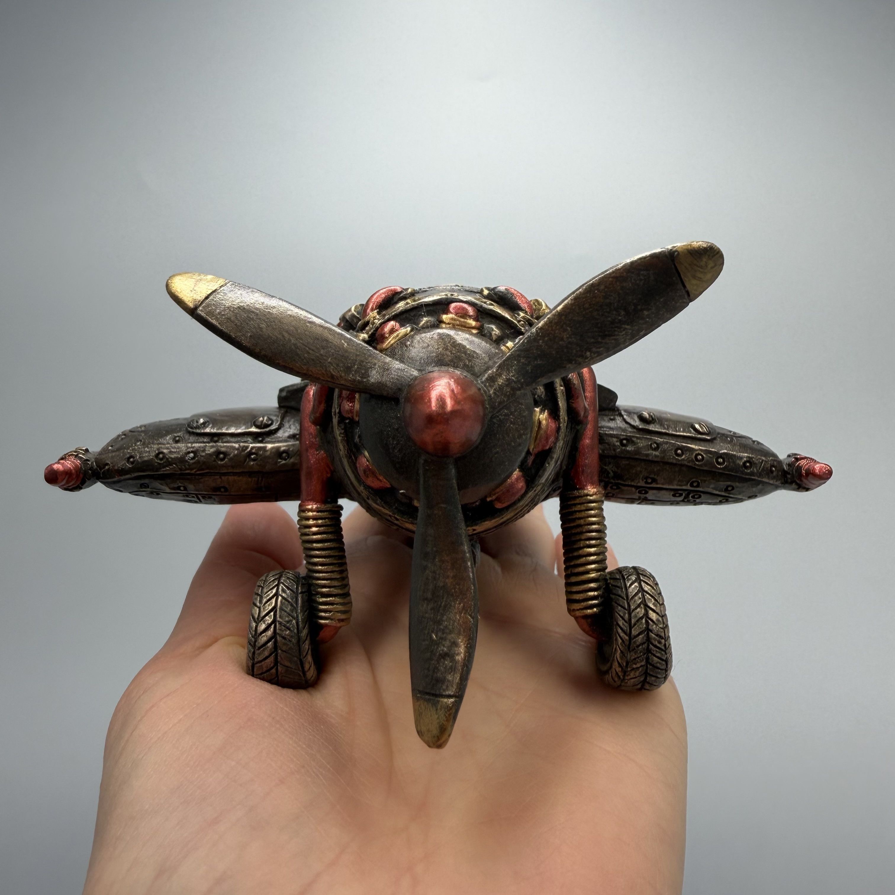 Other Steampunk Airplane Figurine Bronze Finish Polystone Size ONE SIZE - 5 Thumbnail