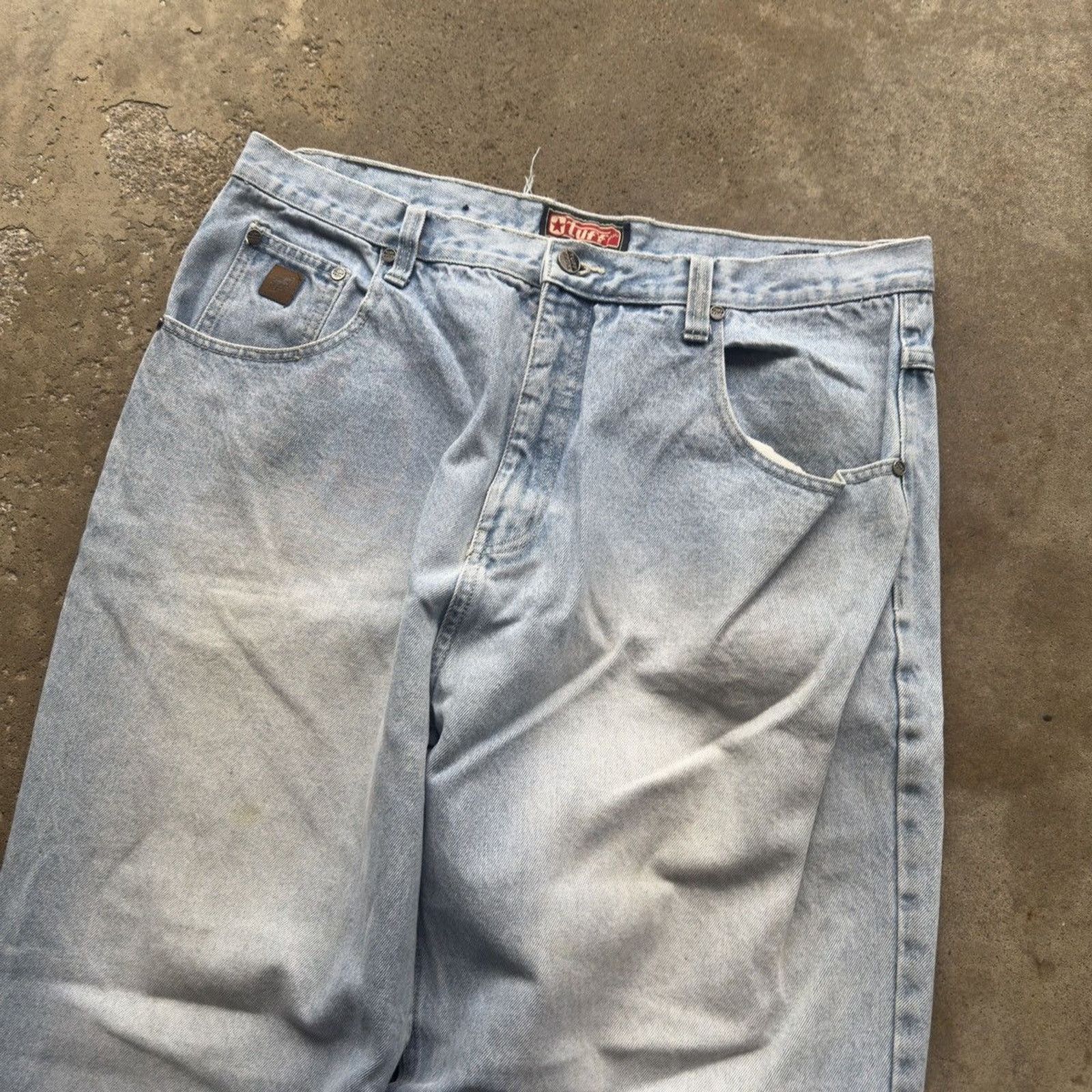 Vintage Y2K Faded Light Baggy Wide Skater Jeans ERD Grunge Chrome Size US 36 / EU 52 - 3 Thumbnail