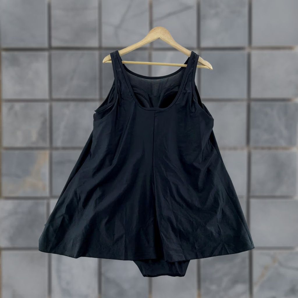 Vintage Swimsuits For All Swim Dress Women's 24 Black One Piece Stretch Tummy Control Size 4XL / US 24-26 - 1 Thumbnail