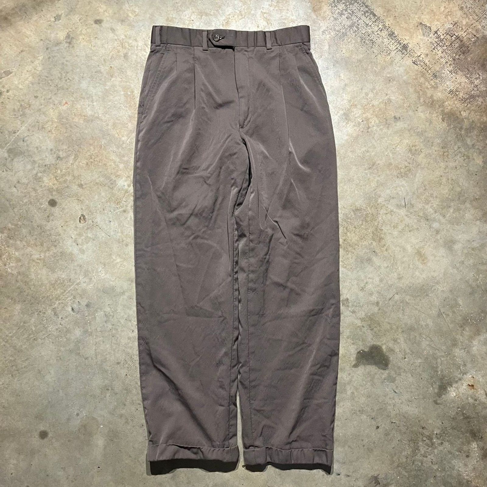 image of Vintage 70's Burberrys Brown Pleated Wool Talon Pants 28X28, Men's