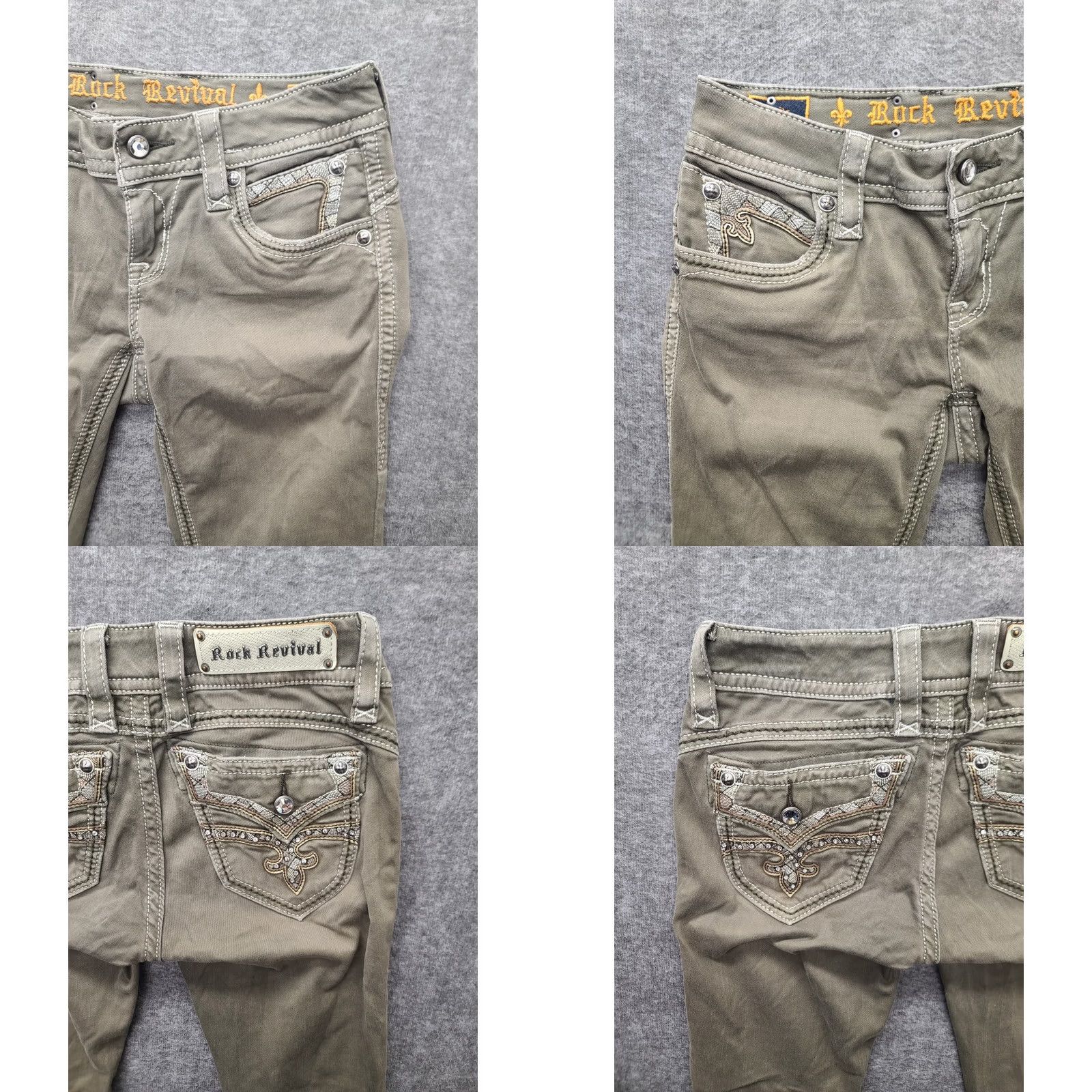 Vintage VINTAGE Rock Revival Rock Revival Keris Womens Skinny Jeans 26x31 Olive Green Embellished Bling Shoes? Size 26" / US 2 / IT 38 - 9 Thumbnail