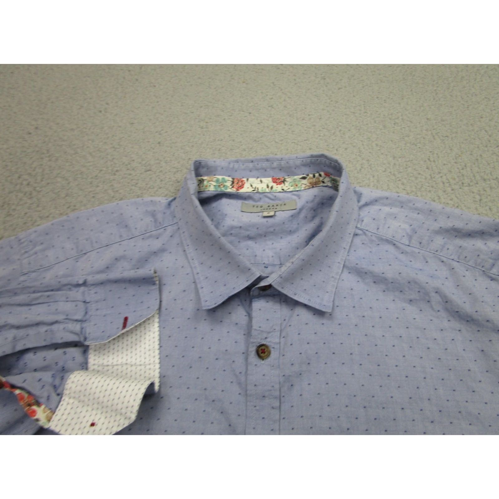 Ted Baker Ted Baker Shirt Mens XL Blue Polka Dot Long Sleeve Button Front Cotton Casual Size US XL / EU 56 / 4 - 3 Thumbnail