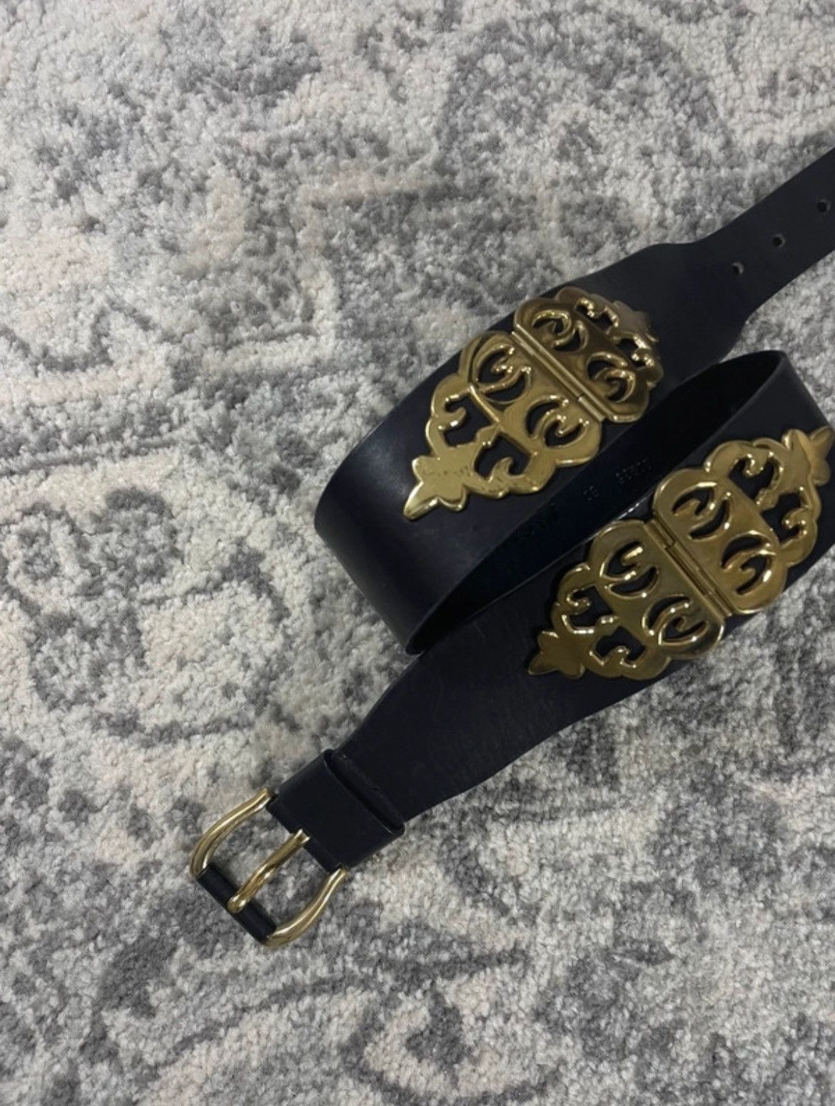 Jil Sander Leather Belt with Gold Detailing by Jil Sander Size ONE SIZE - 2 Thumbnail