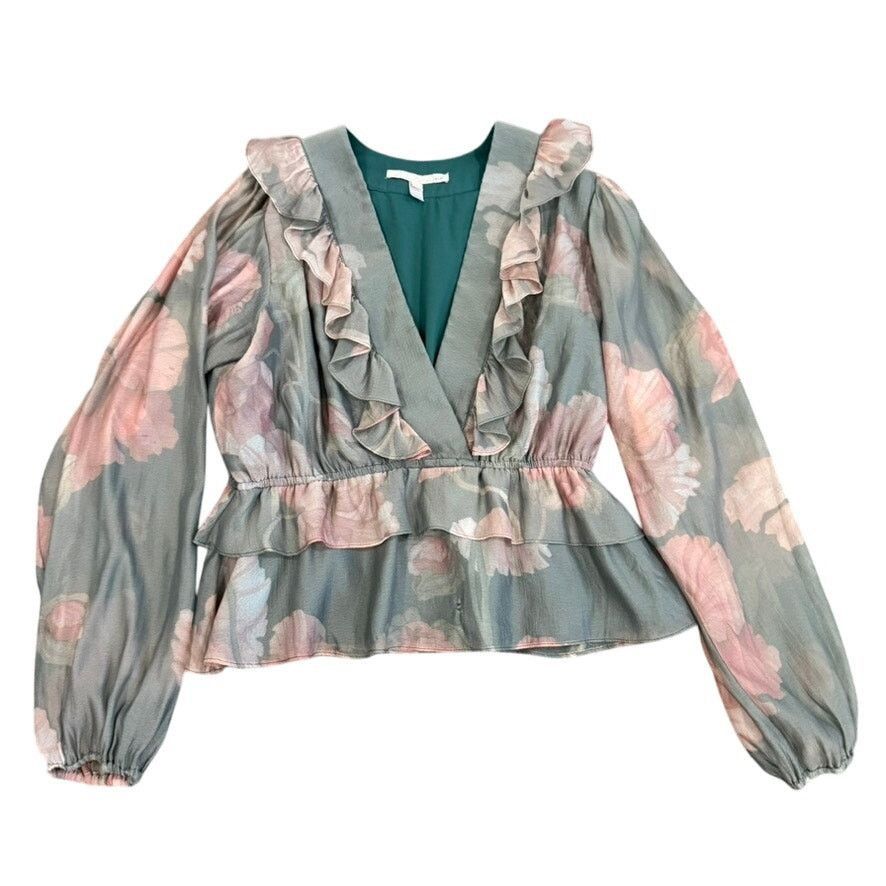 Hutch Hutch V-Neck Long Sleeve Floral Sema Top in Green Multi, XL Size XL / US 12-14 / IT 48-50 - 4 Thumbnail