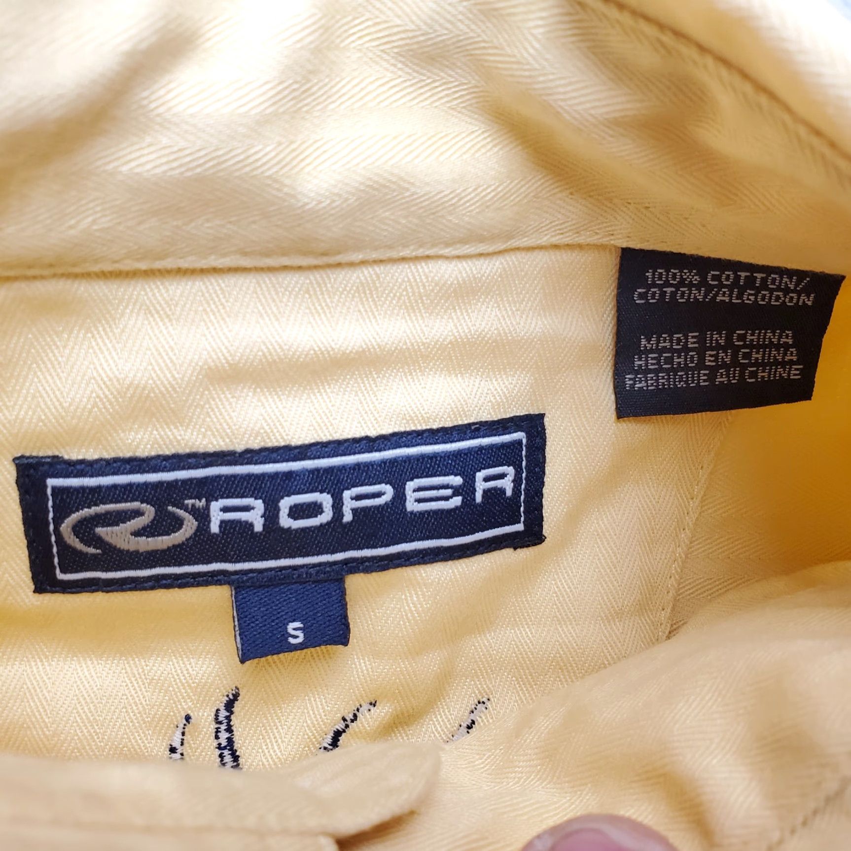 Roper Rocky Mountain Elk Foundation Shirt Men Small Yellow Herringbone Western RMEF Size US S / EU 44-46 / 1 - 5 Thumbnail