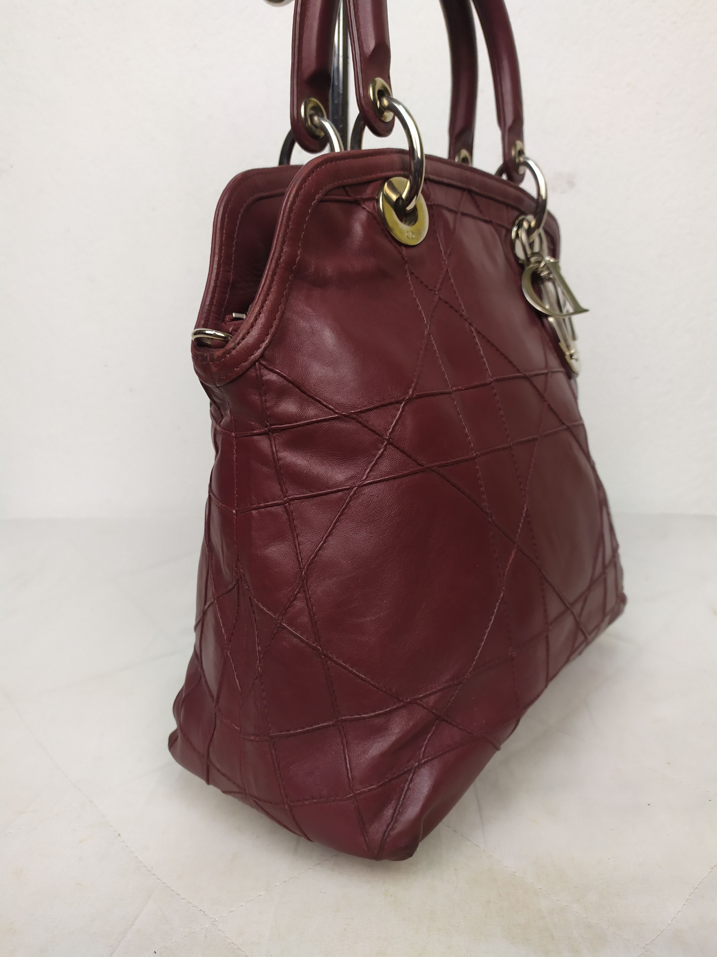 Dior Christian Dior Red Cannage Leather Lambskin Handbag Size ONE SIZE - 5 Thumbnail