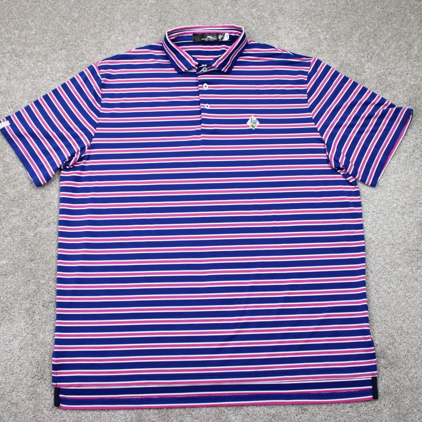 RLX Ralph Lauren RLX Ralph Lauren Polo Shirt Mens XL Striped Blue Pink Short Sleeve Golf Casual Athletic Size US XL / EU 56 / 4 - 2 Thumbnail