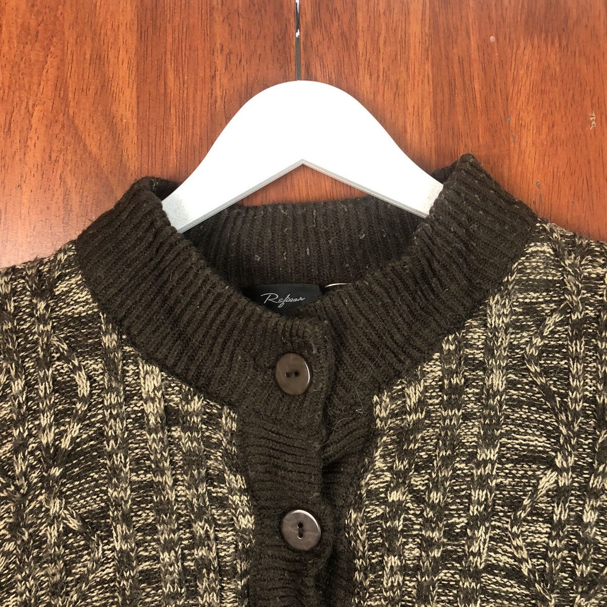 Japanese Brand Relinon Brown Cardigan vintage knitwear Vest #7492 Size L / US 10 / IT 46 - 4 Thumbnail