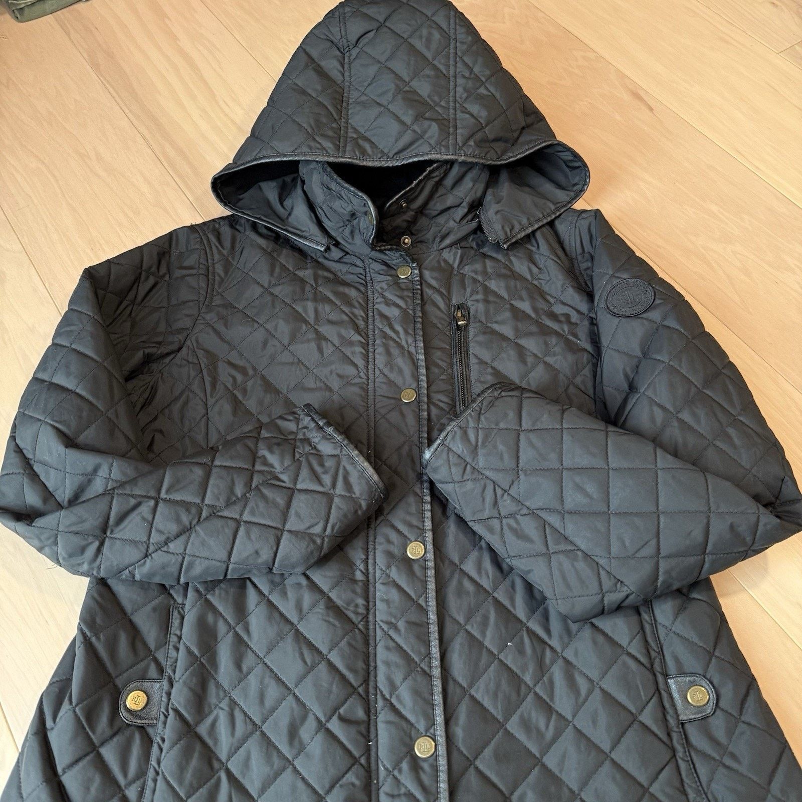 Lauren Ralph Lauren Lauren Ralph Lauren Quilted Coat Women's L Black Full Zip Size L / US 10 / IT 46 - 4 Thumbnail