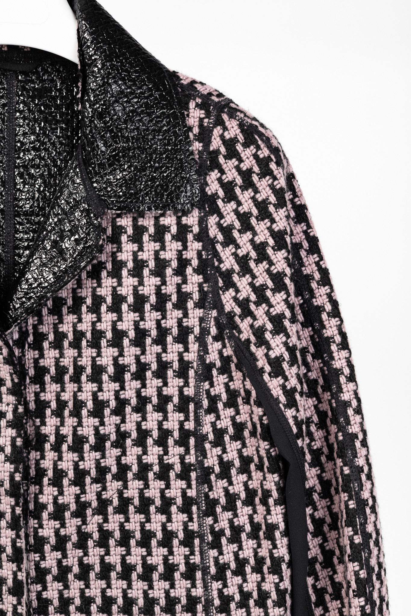 Other Marc Cain Reversible Houndstooth Tweed & Faux-Leather Jacket Size L / US 10 / IT 46 - 7 Thumbnail