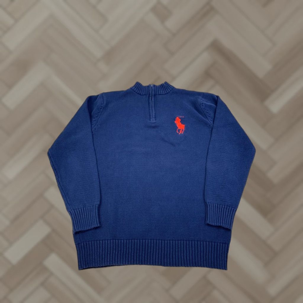 Polo Ralph Lauren VINTAGE Polo Ralph Lauren Sweater 1/4 Zip Men XL Blue Pullover Big Pony 11524 Size US XL / EU 56 / 4 - 1 Thumbnail