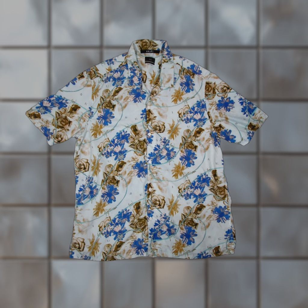 Ksubi KSUBI Shirt Mens Large Blue Floral Hyperflower Button Up Hawaiian Loop Collar Size US L / EU 52-54 / 3 - 1 Thumbnail