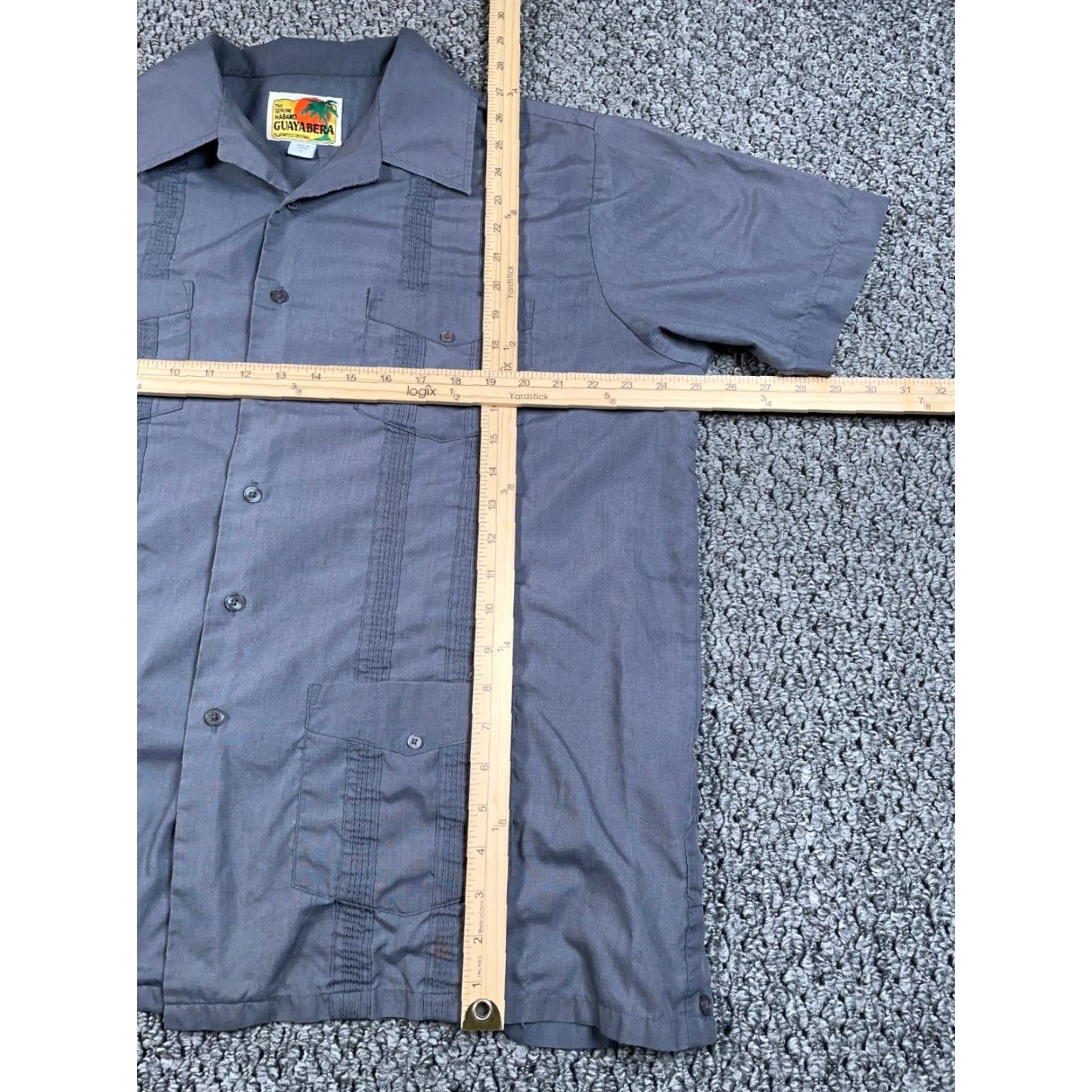 Haband VINTAGE Haband Guayabera Shirt Four-Pocket Button-Up Adult Large Gray/Gray Pocketed 80s 90s Retro Casual Mens Size US L / EU 52-54 / 3 - 6 Thumbnail