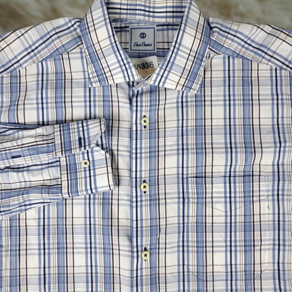 David Donahue David Donahue Shirt Mens Large Blue Plaid Casual Button Up Long Sleeve Size US L / EU 52-54 / 3 - 1 Thumbnail