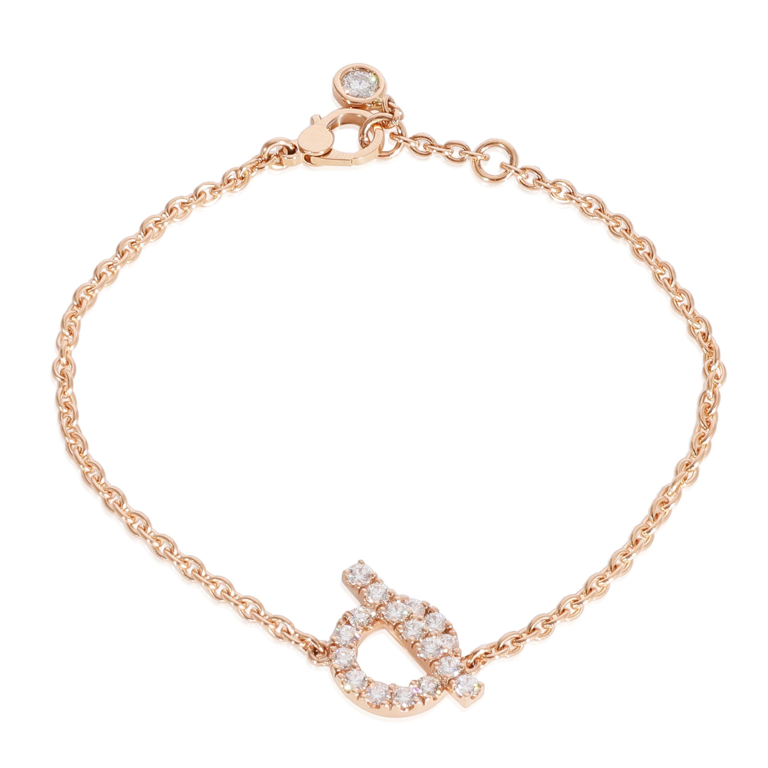 image of Hermes Diamond Finesse Bracelet In 18K Rose Gold 0.55 Ctw, Women's