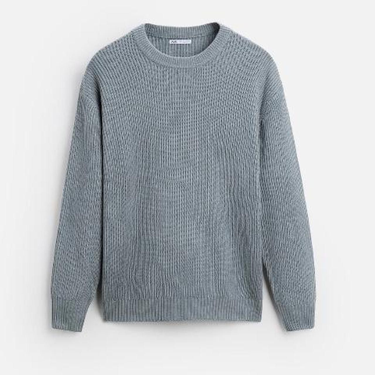 Zara Blue knit sweater Size US XL / EU 56 / 4 - 1 Thumbnail