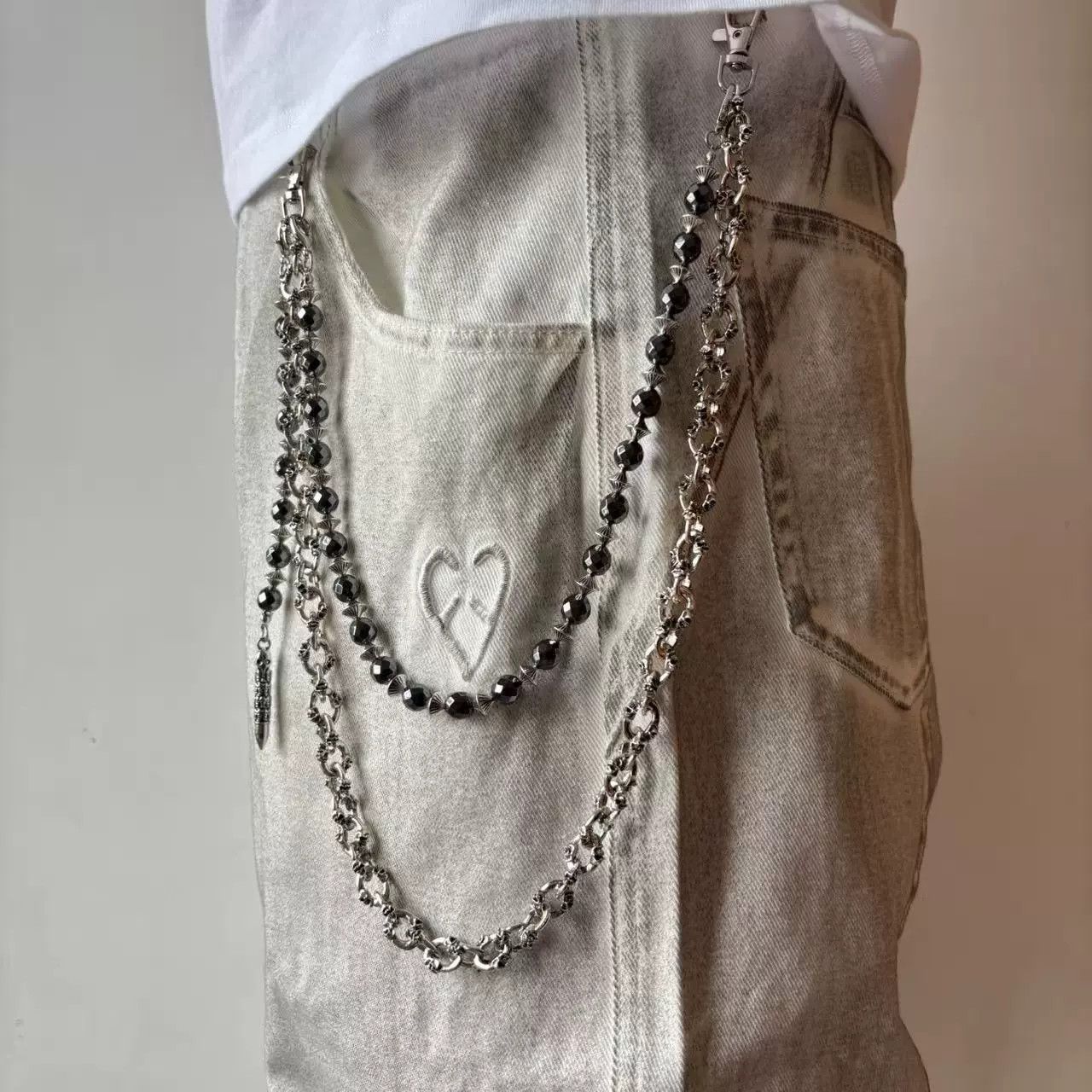 Vintage Retro hip-hop punk style jeans waist chain Size ONE SIZE - 1 Thumbnail