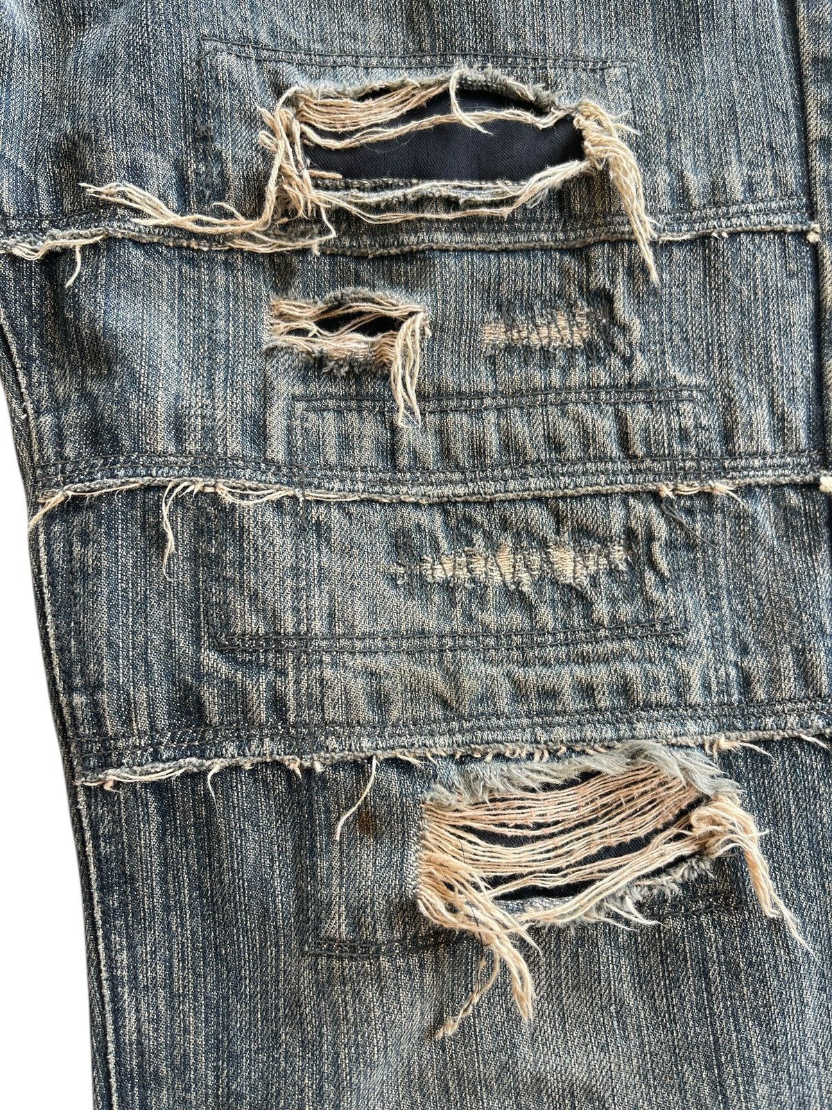 Japanese Brand Crazy Distressed Patchwork Flare Denim Size US 34 / EU 50 - 12 Thumbnail