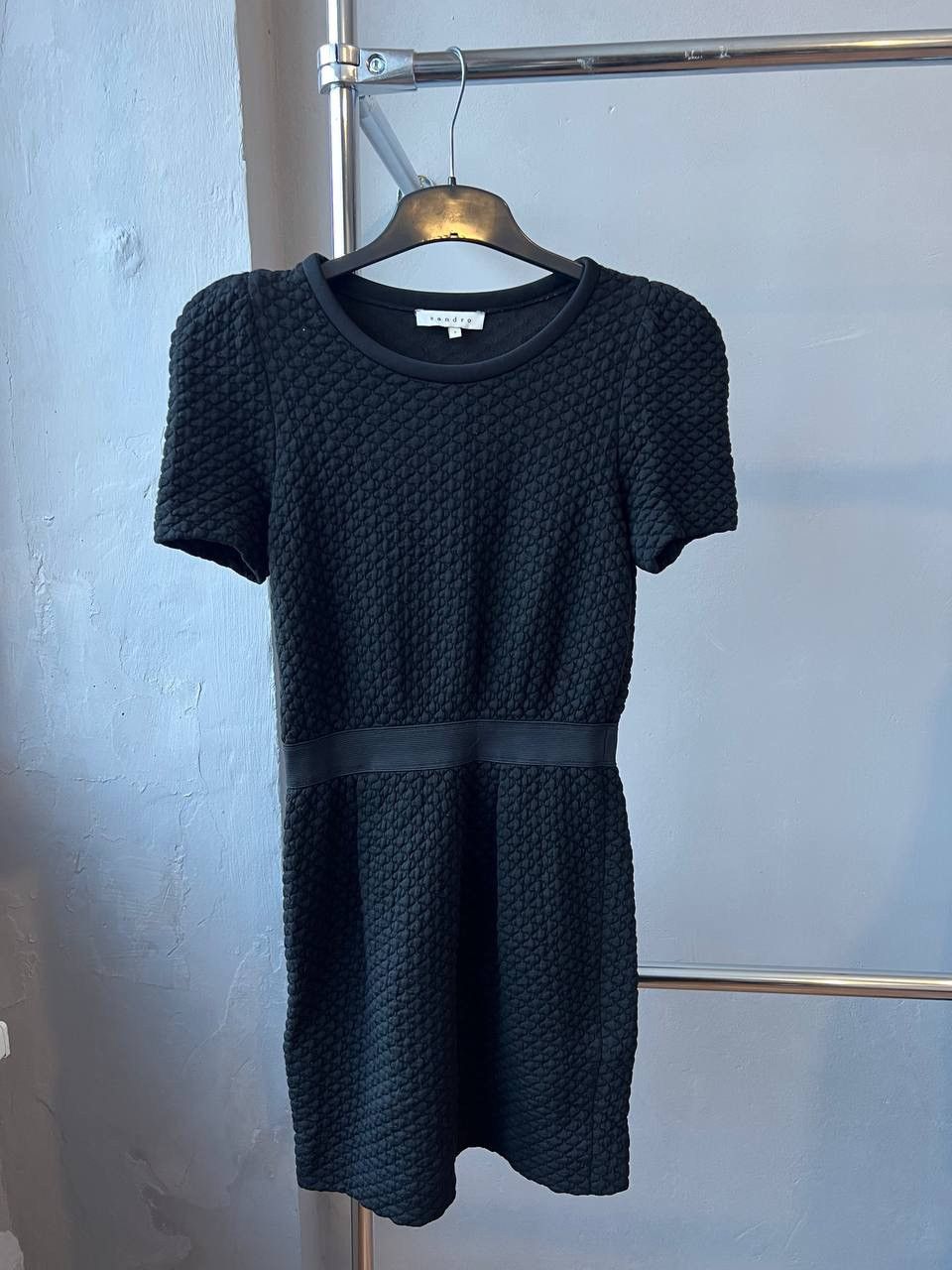 Sandro SANDRO PARIS QUILTED BLACK SOLID CASUAL DRESS WOMEN SIZE 1 Size XS / US 0-2 / IT 36-38 - 3 Thumbnail
