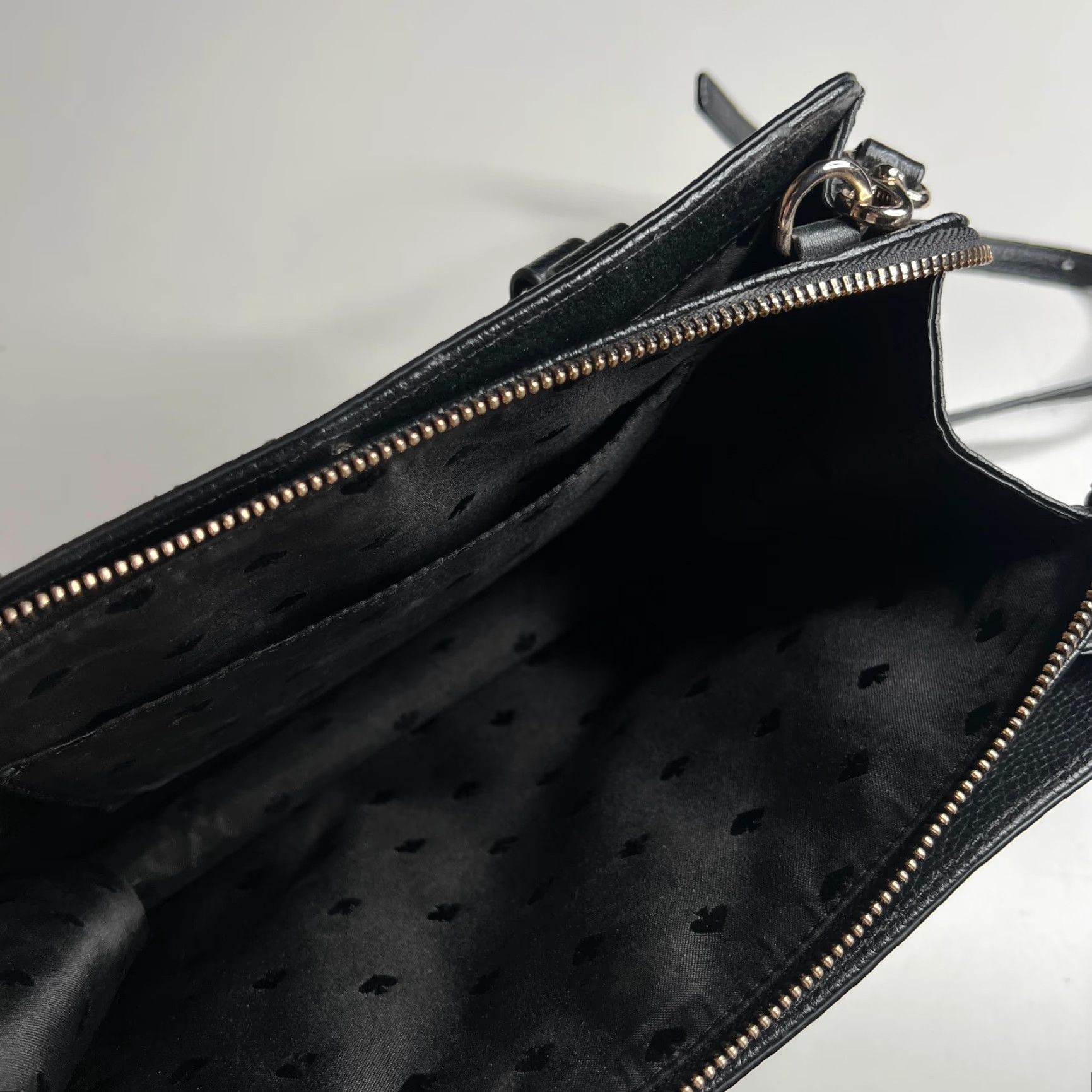 Vintage kate spade new york Black Pebbled Leather Satchel Crossbody Bag Purse Handbag Size ONE SIZE - 6 Thumbnail